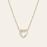 Diamond Moonstone Heart Necklace SAMPLE SALE Zoe Lev Jewelry