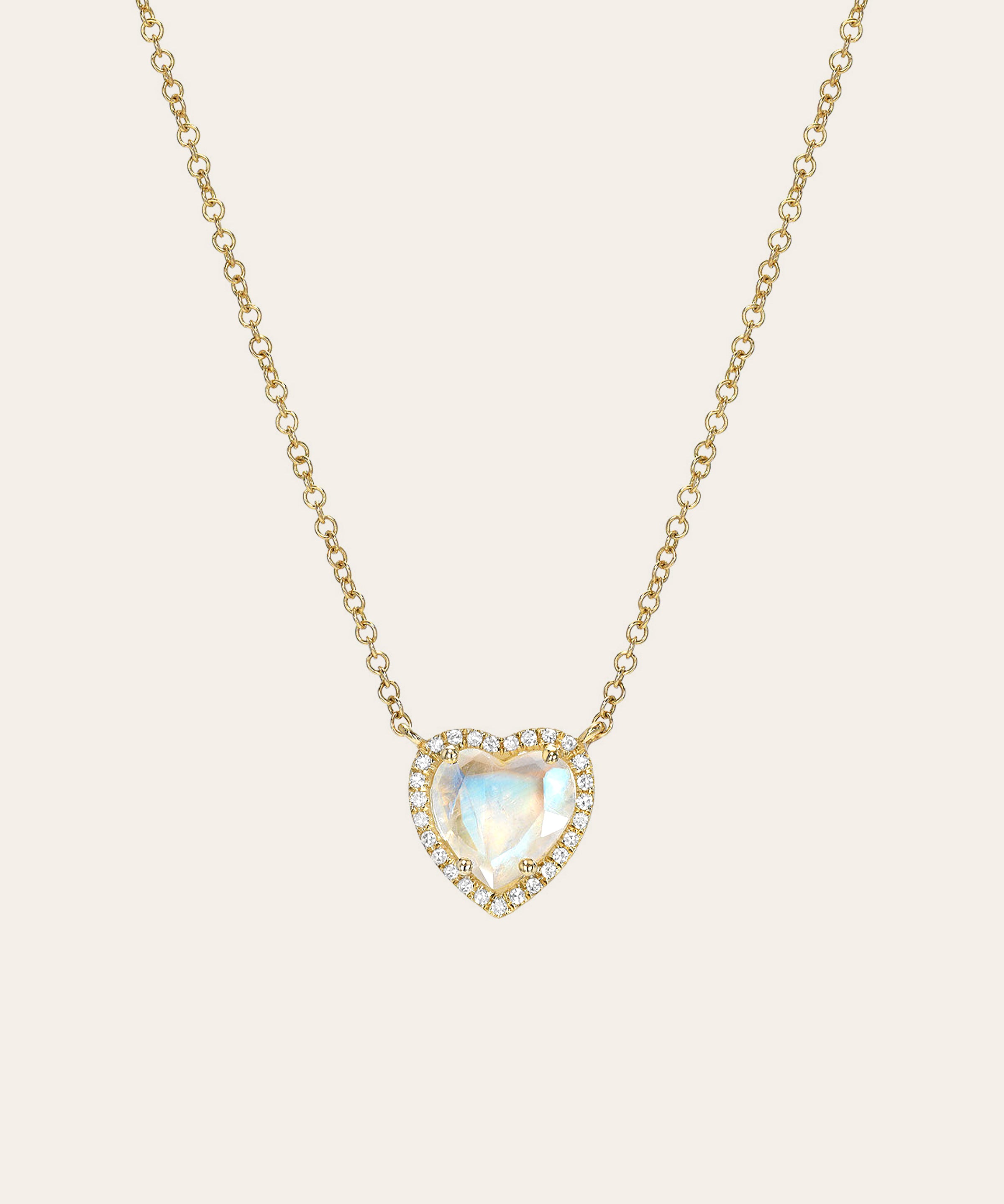 Diamond Moonstone Heart Necklace SAMPLE SALE Zoe Lev Jewelry
