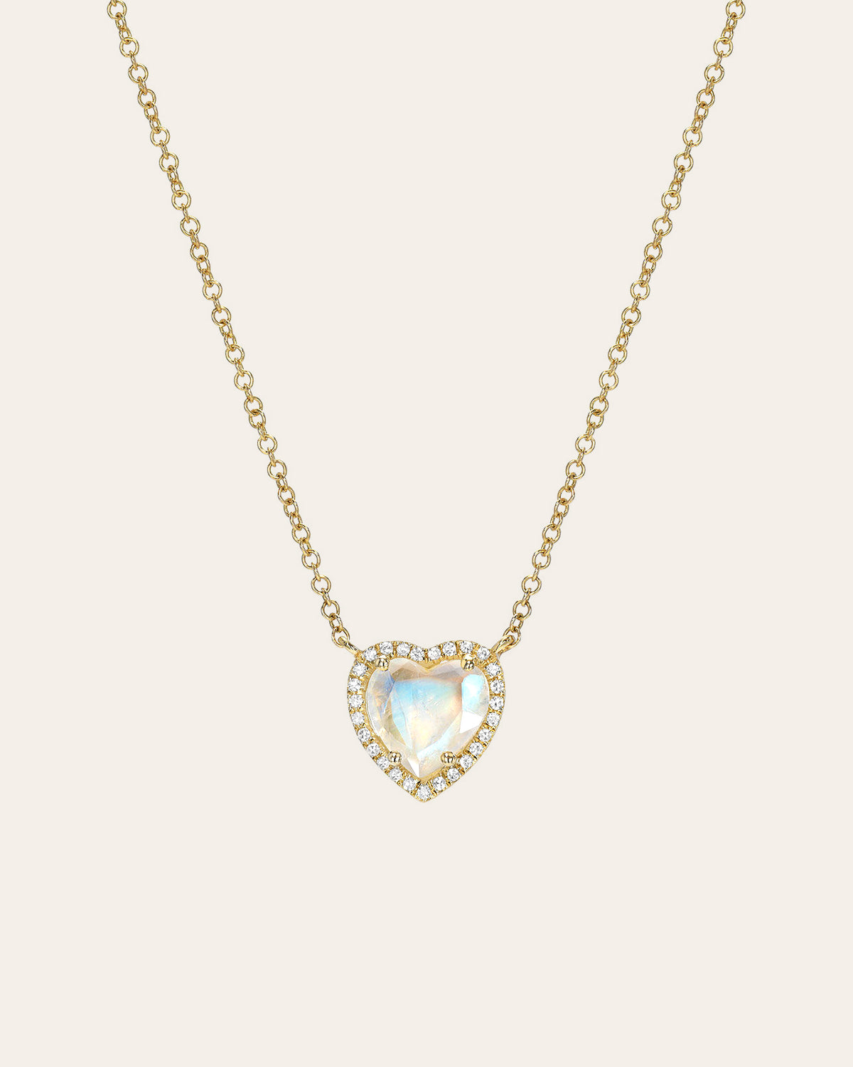 Diamond Moonstone Heart Necklace
