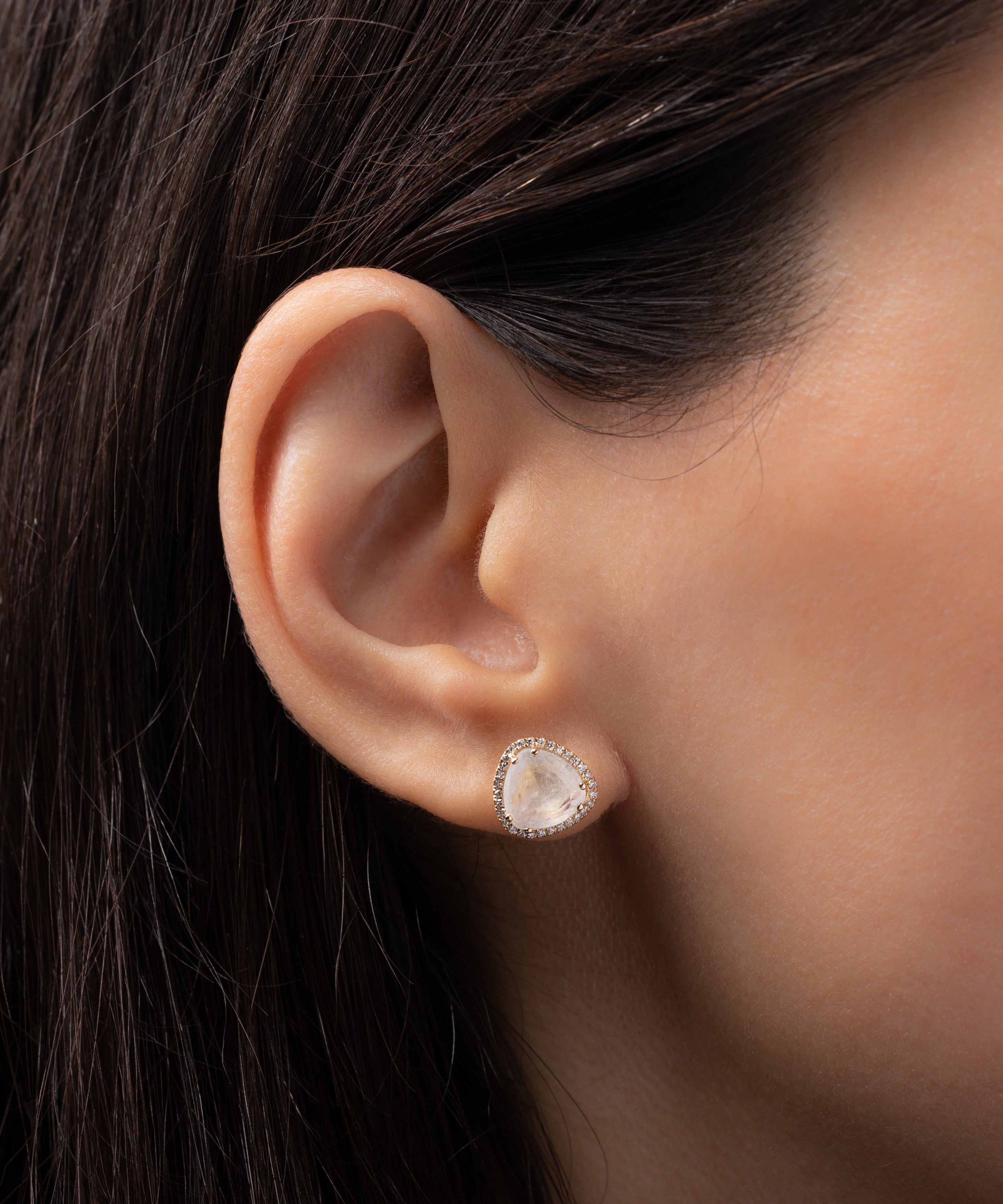 Diamond Moonstone Stud Earrings Zoe Lev Jewelry