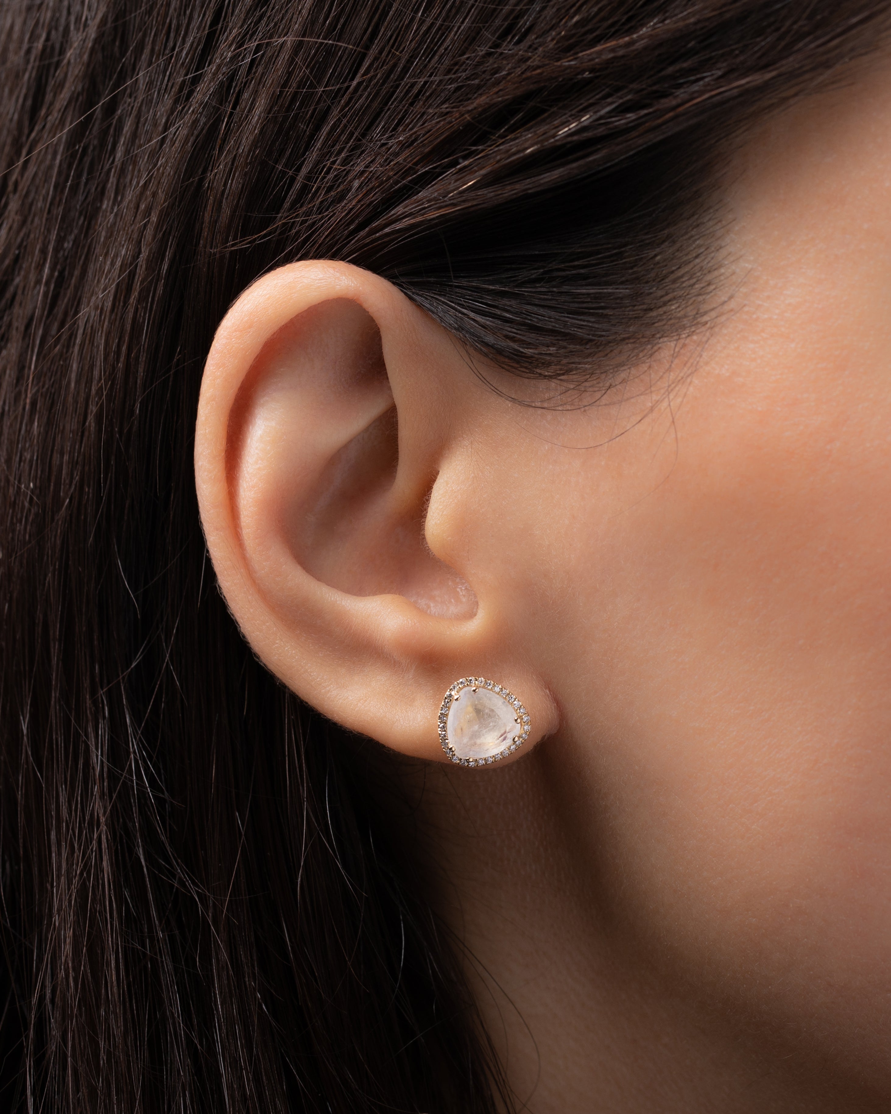 Diamond Moonstone Stud Earrings Zoe Lev Jewelry