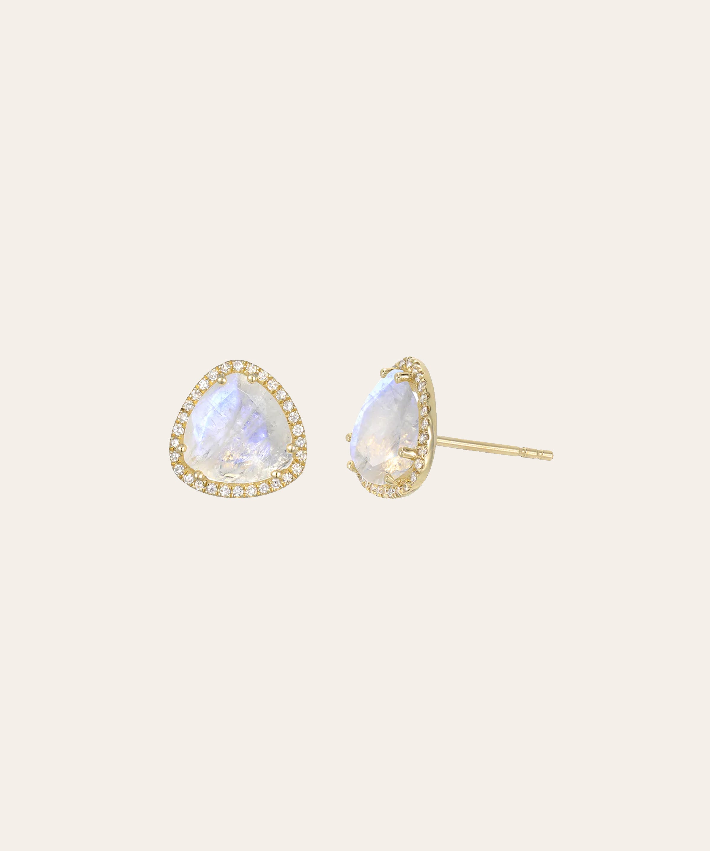 Diamond Moonstone Stud Earrings Zoe Lev Jewelry
