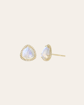 Diamond Moonstone Stud Earrings