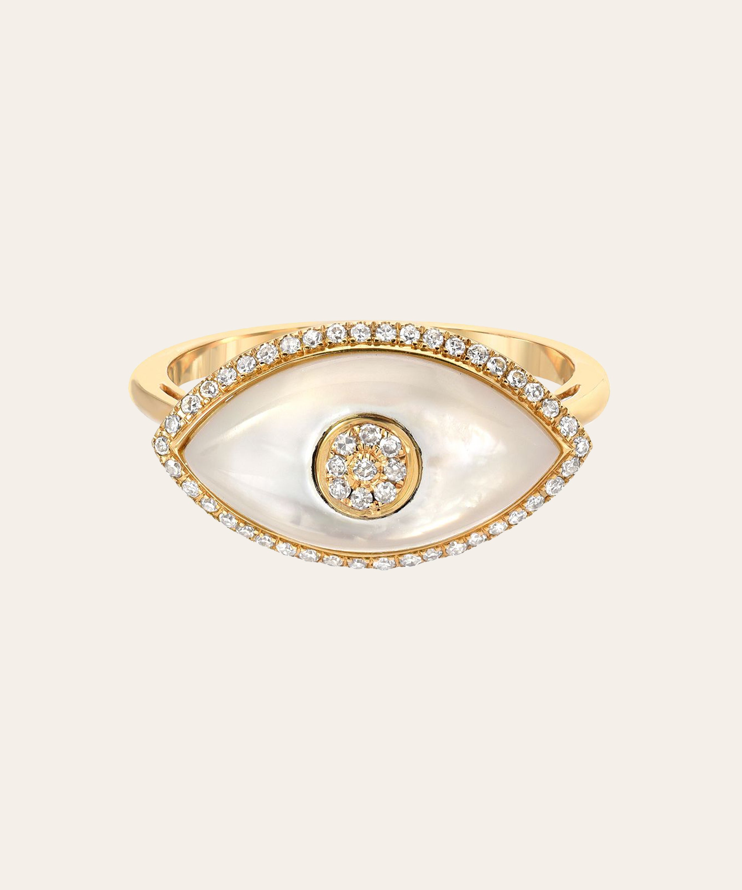Diamond Mother of Pearl Evil Eye Ring SAMPLE SALE Zoe Lev Jewelry