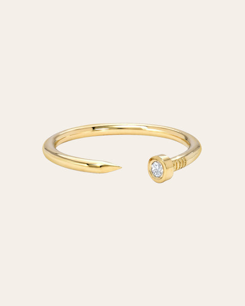 Diamond Nail Cuff Ring - Zoe Lev Jewelry