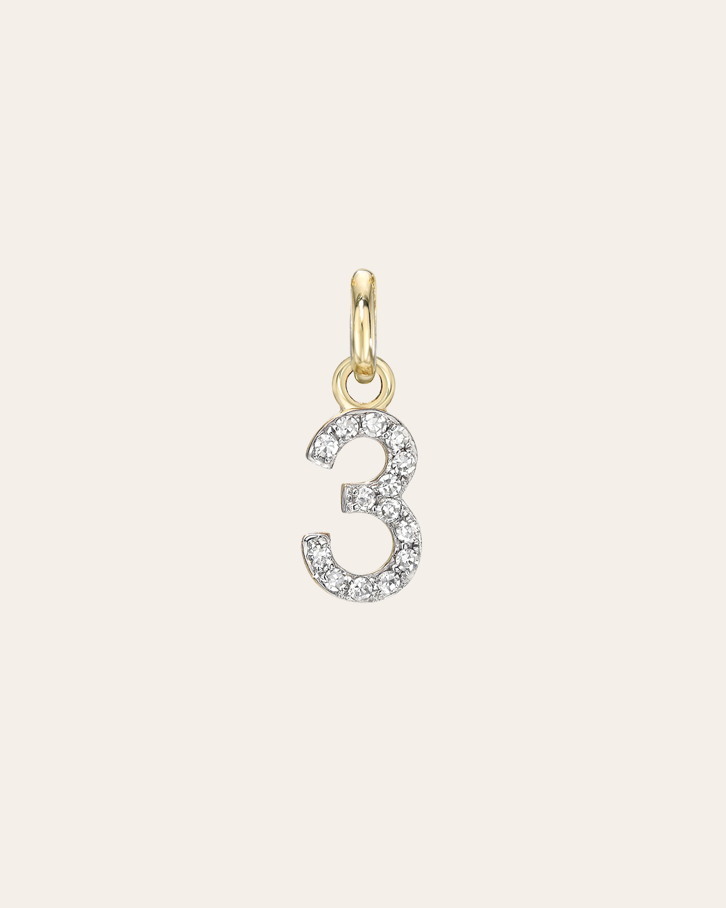 Solid Gold Number Charm in White Gold | Local Eclectic – local eclectic