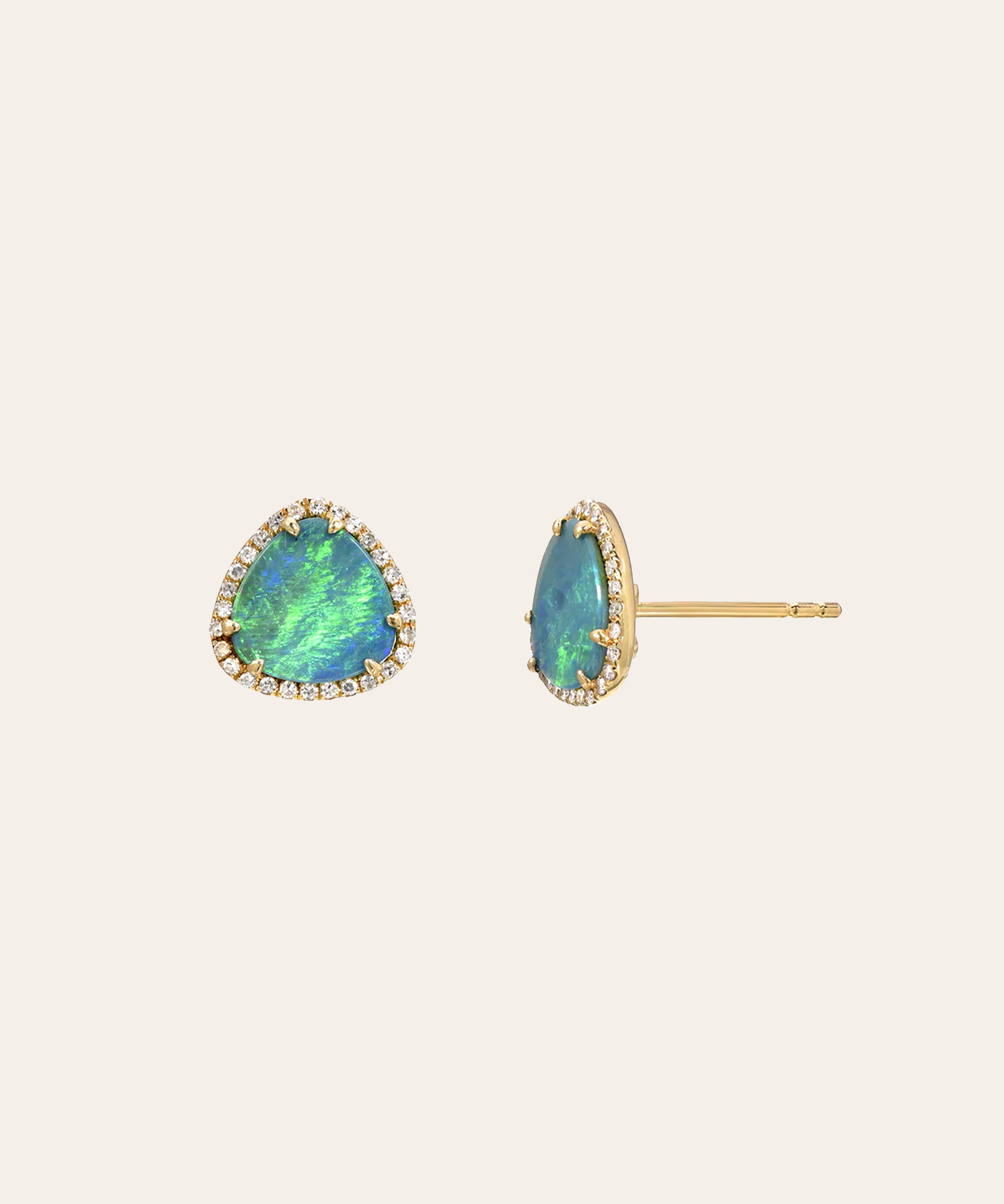 Diamond Opal Stud Earrings Zoe Lev Jewelry