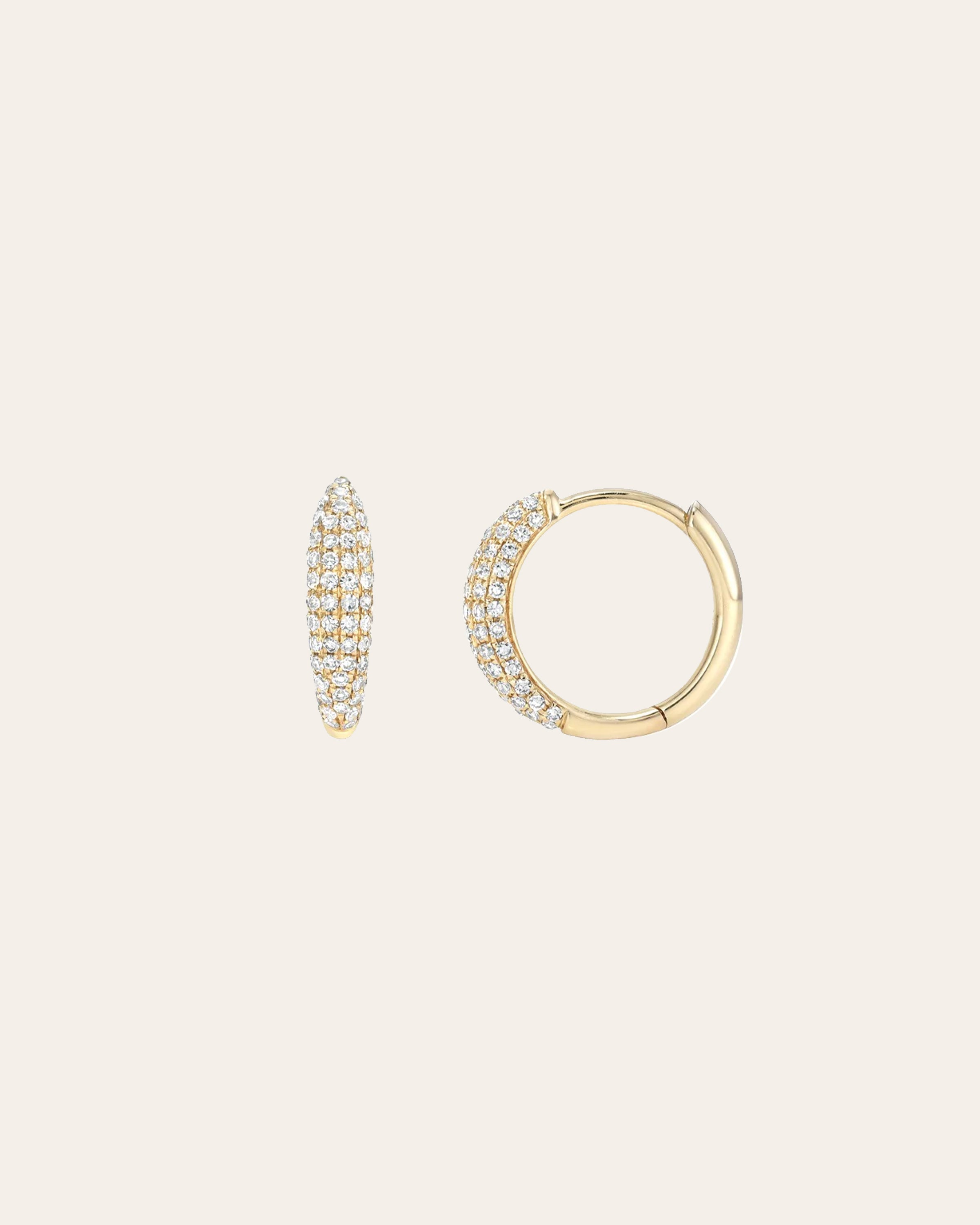 Diamond Pave Dome Huggie Earrings SAMPLE SALE Zoe Lev Jewelry