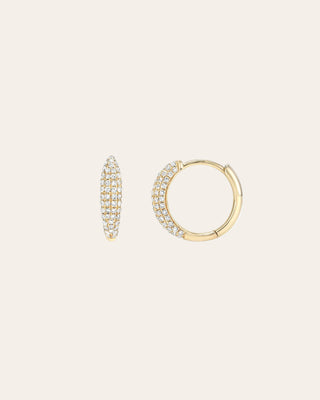 Diamond Pave Dome Huggie Earrings