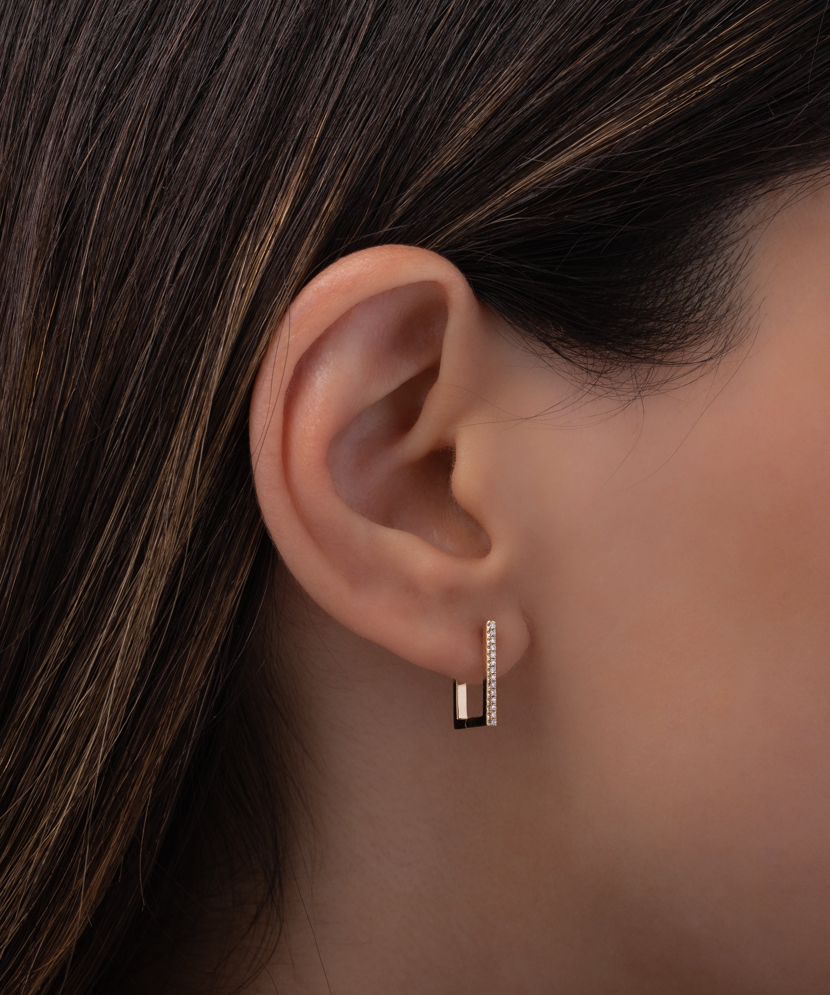 Diamond Rectangle Huggie Earrings Hoops & Huggies Zoe Lev Jewelry