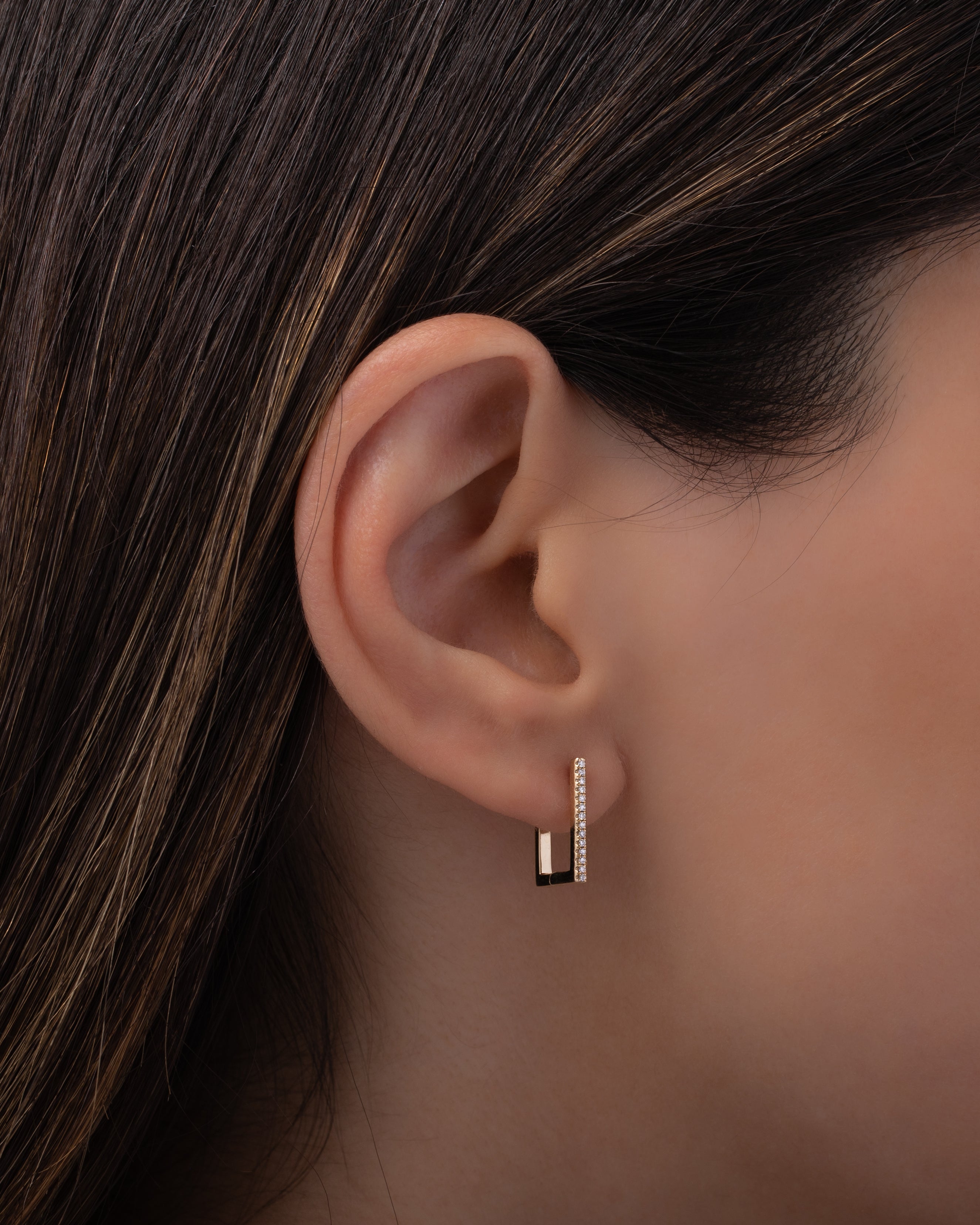 Diamond Rectangle Huggie Earrings Hoops & Huggies Zoe Lev Jewelry