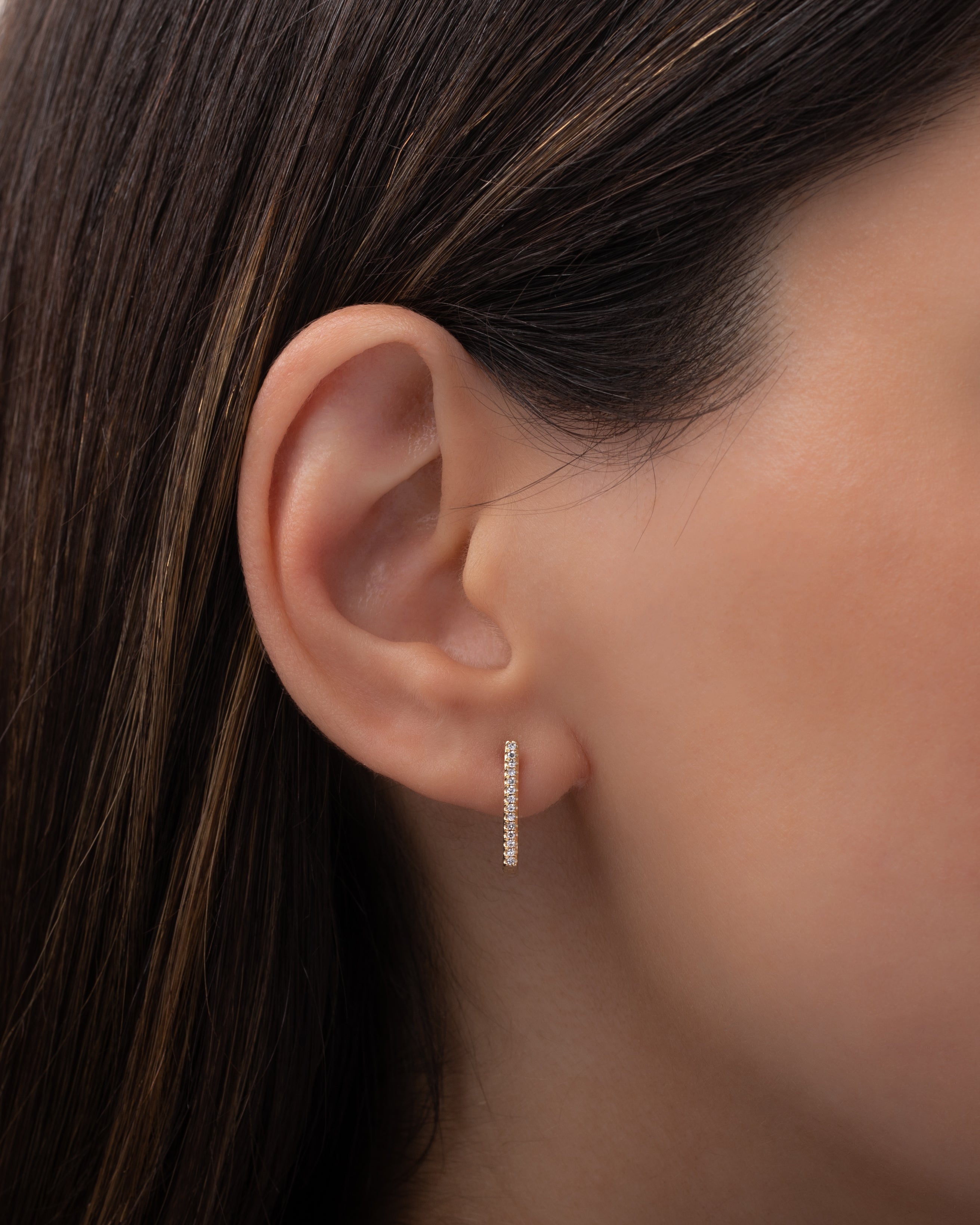 Diamond Rectangle Huggie Earrings Hoops & Huggies Zoe Lev Jewelry