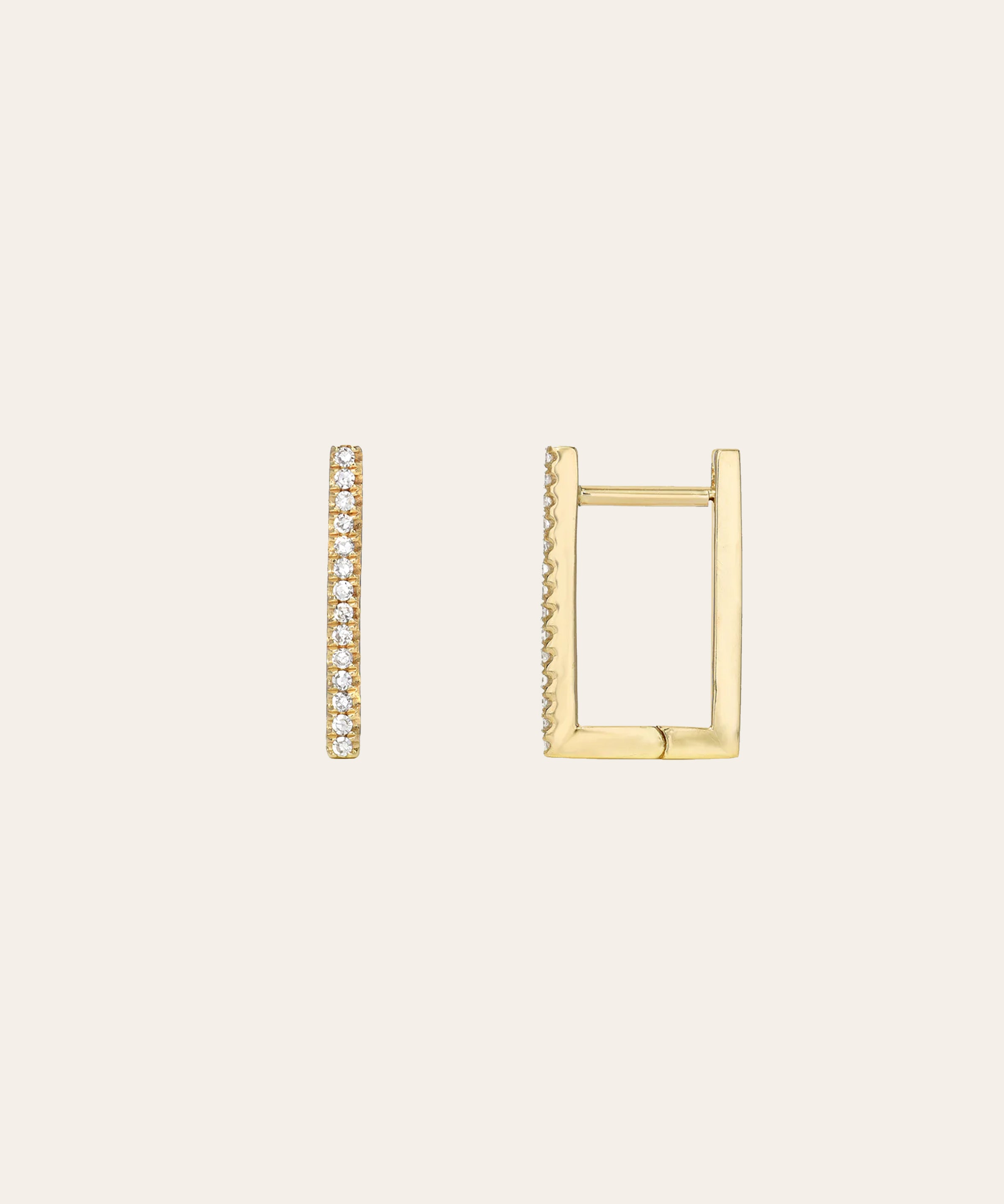 Diamond Rectangle Huggie Earrings Hoops & Huggies Zoe Lev Jewelry