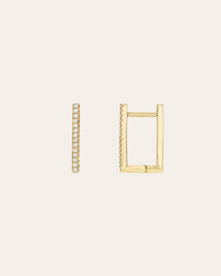 Diamond Rectangle Huggie Earrings