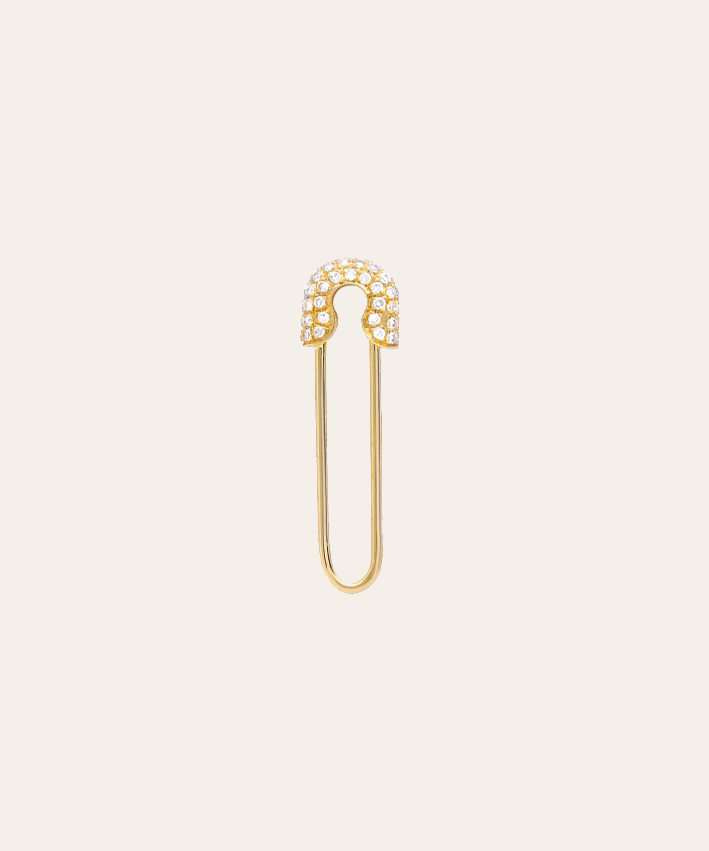 Diamond Safety Pin Earring Zoe Lev Jewelry