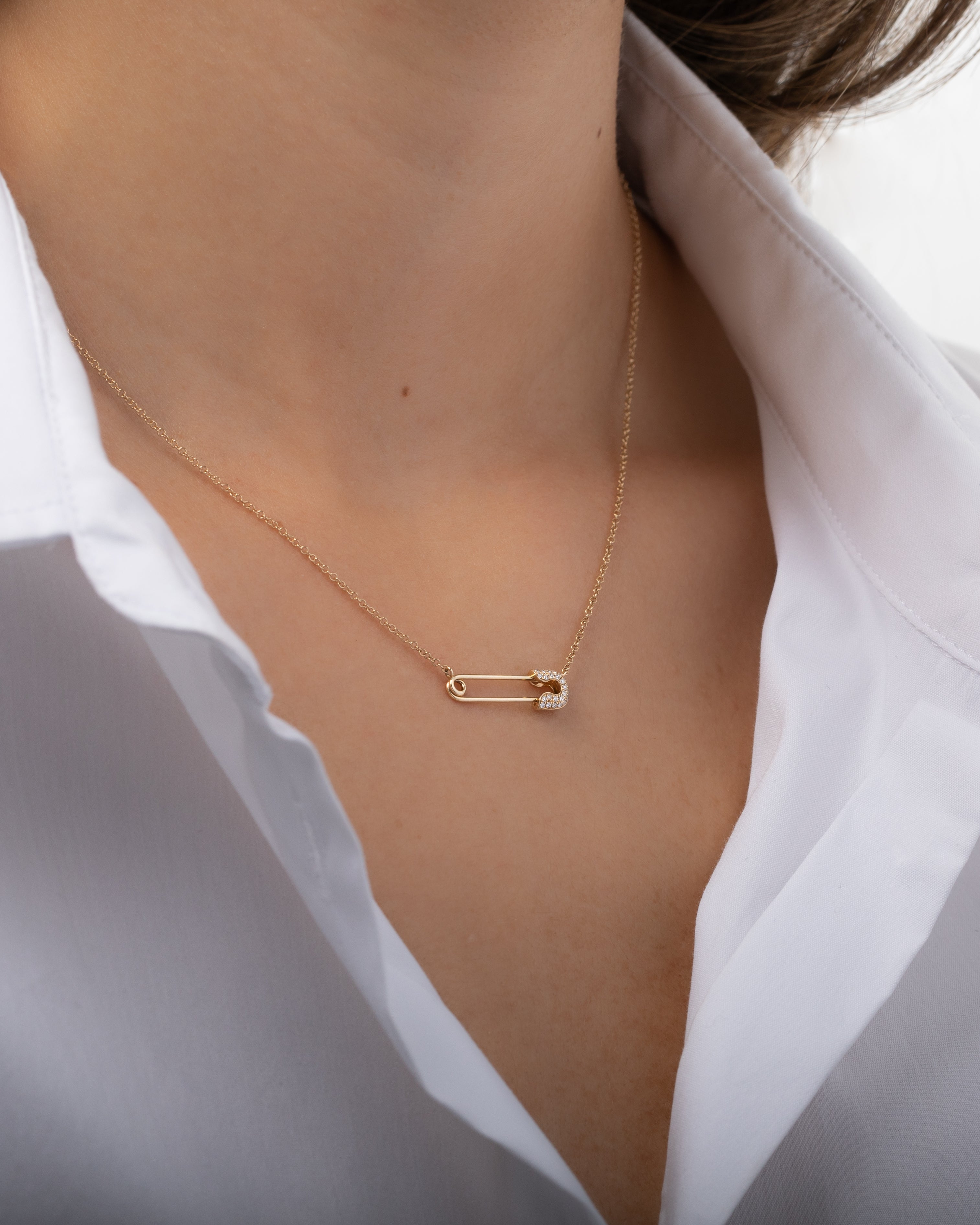Diamond Safety Pin Necklace – Zoe Lev Jewelry