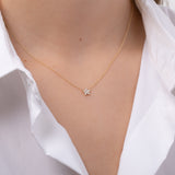 Diamond Set Flower Necklace - 16"-18" SAMPLE SALE Zoe Lev Jewelry