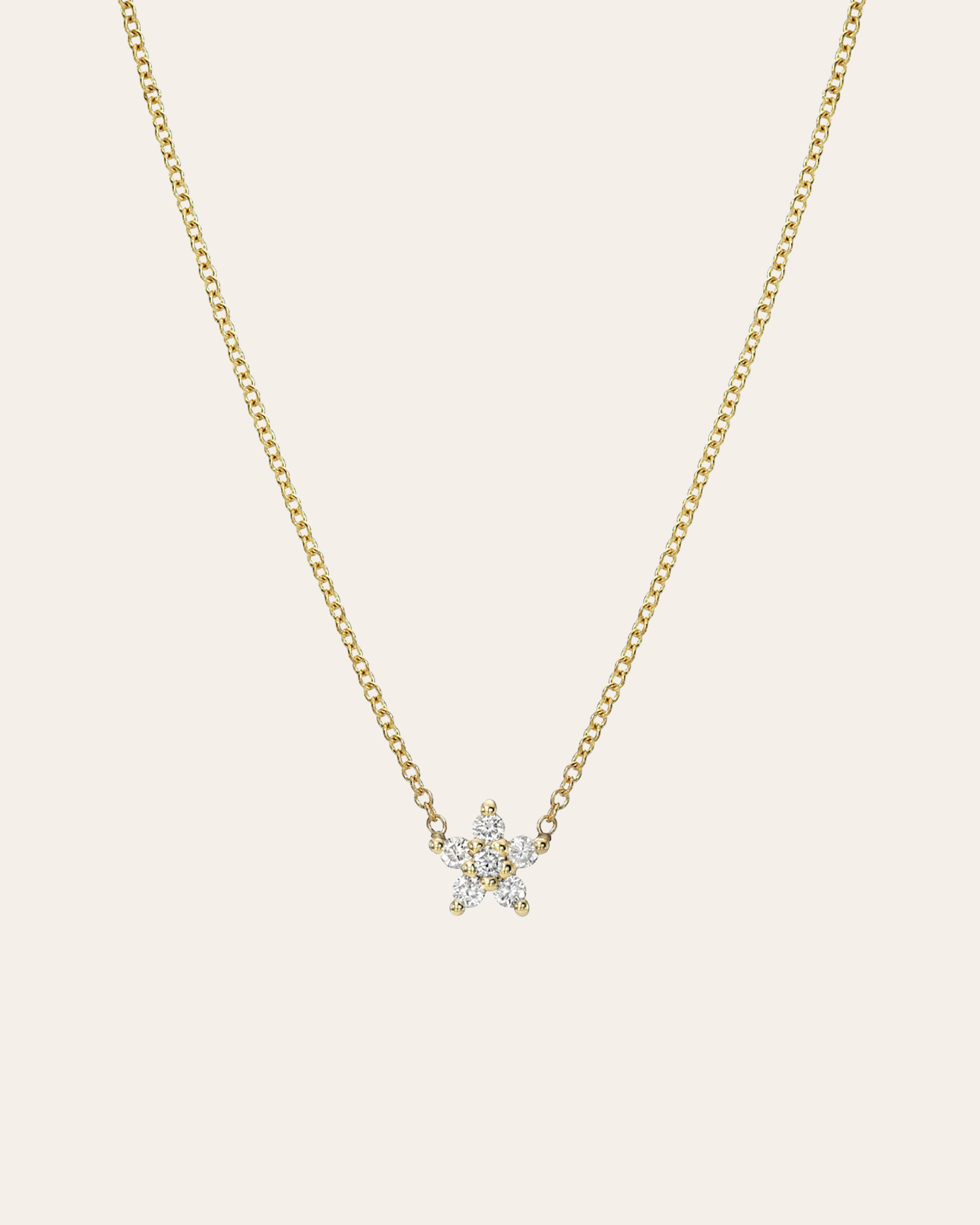 Diamond Set Flower Necklace - 16"-18" SAMPLE SALE Zoe Lev Jewelry