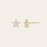 Diamond Set Flower Stud Earrings SAMPLE SALE Zoe Lev Jewelry