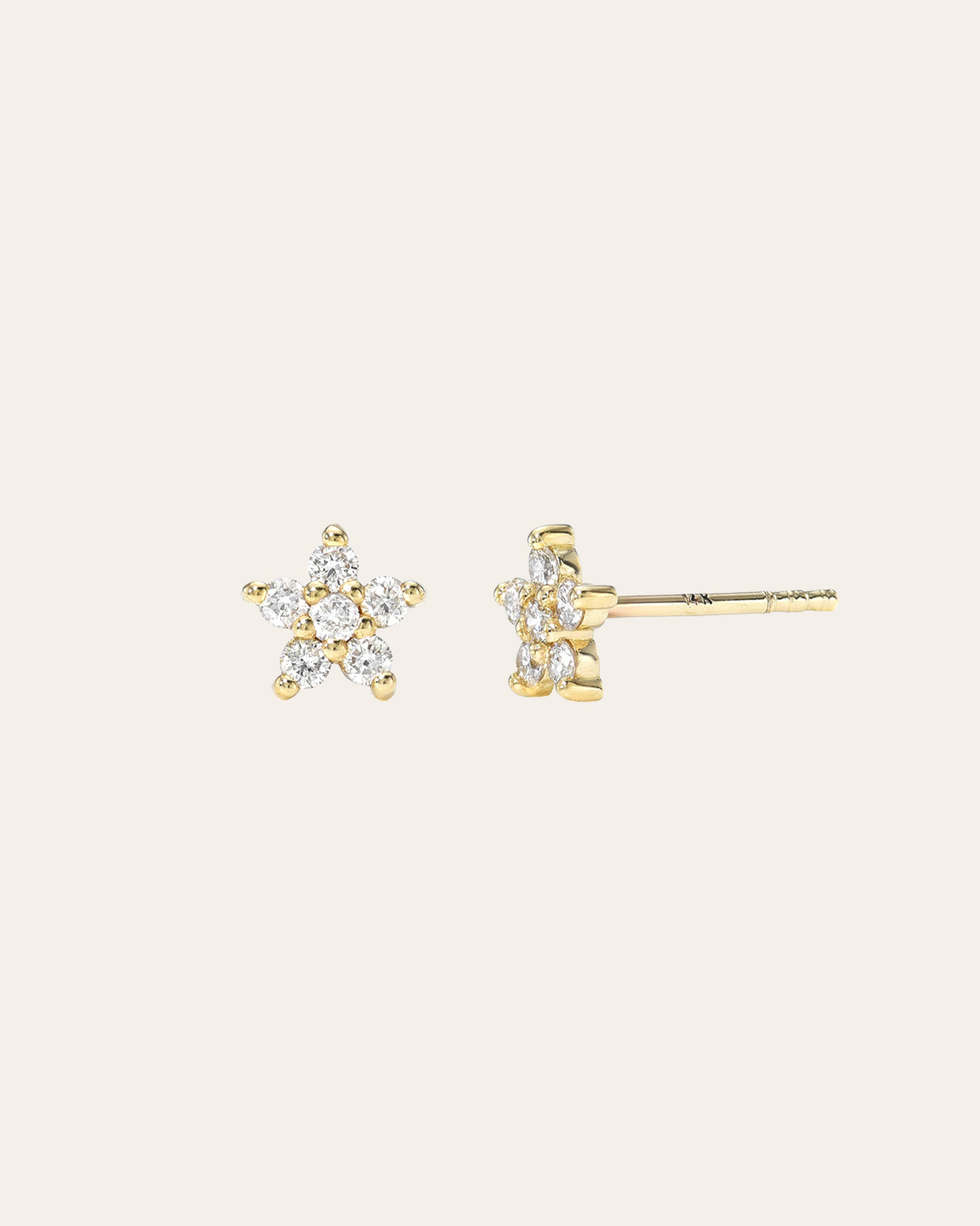 Diamond Set Flower Stud Earrings SAMPLE SALE Zoe Lev Jewelry