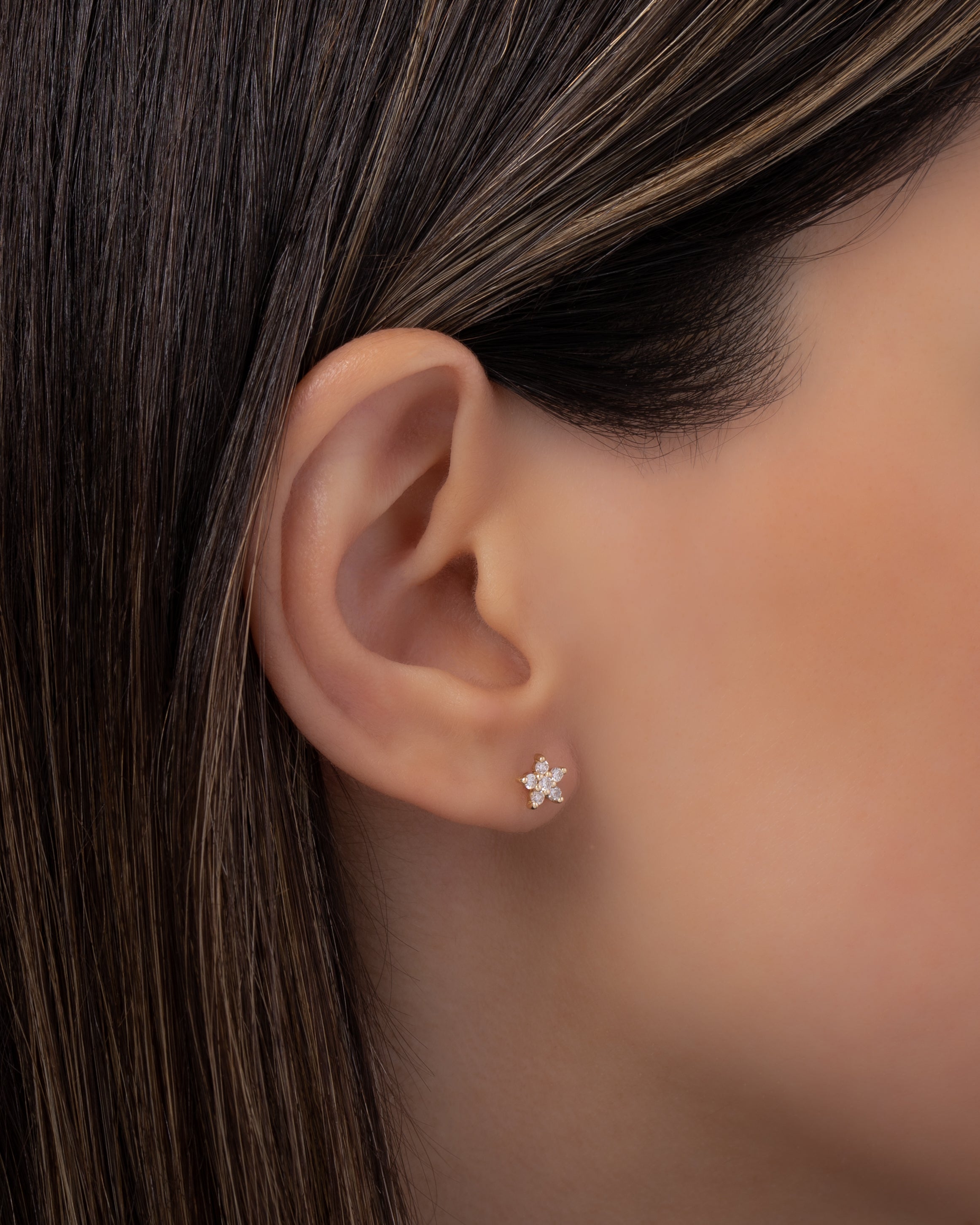 Diamond Set Flower Stud Earrings SAMPLE SALE Zoe Lev Jewelry