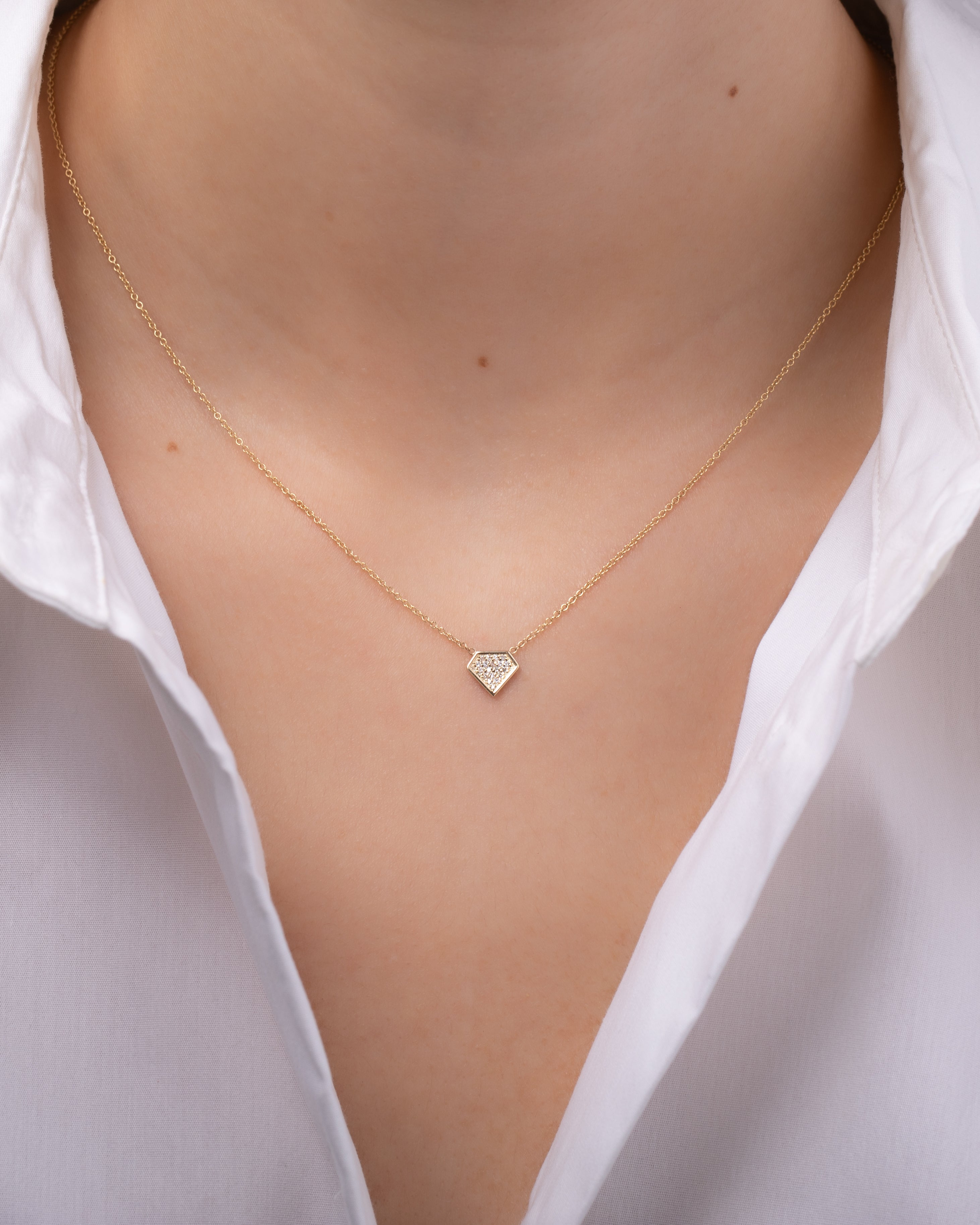 Diamond Shaped Diamond Pave Necklace SAMPLE SALE Zoe Lev Jewelry