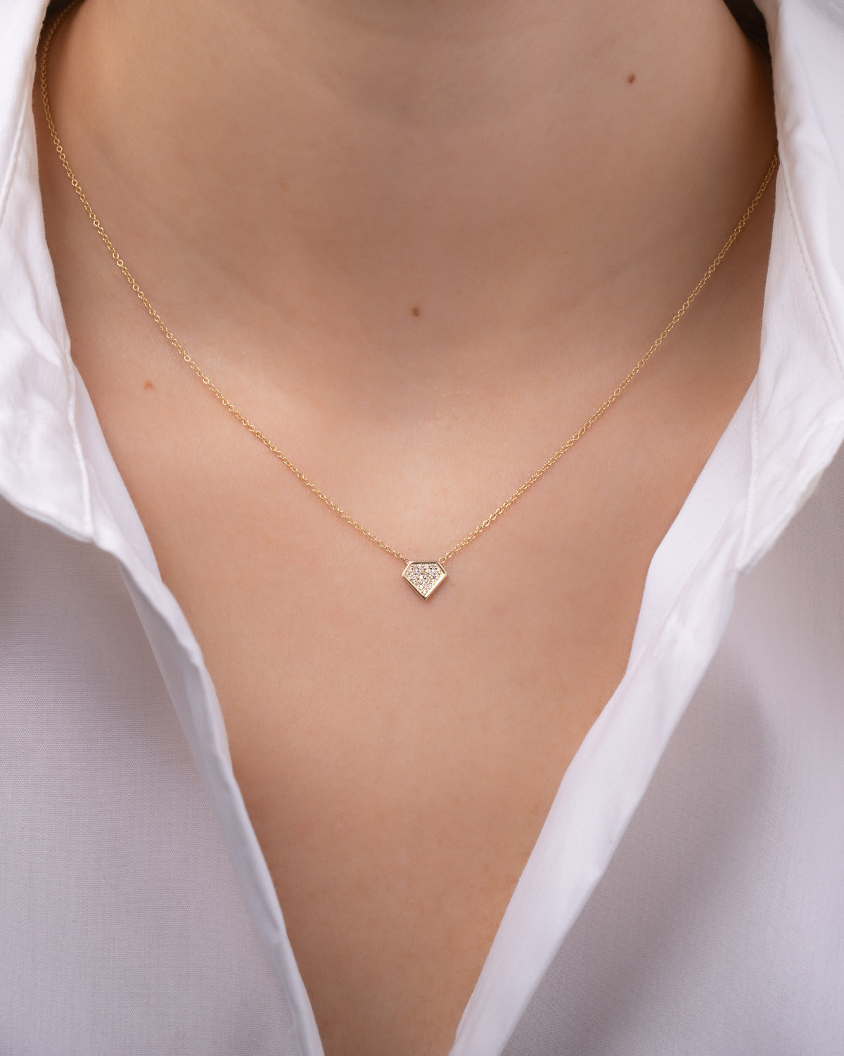 Diamond Shaped Diamond Pave Necklace