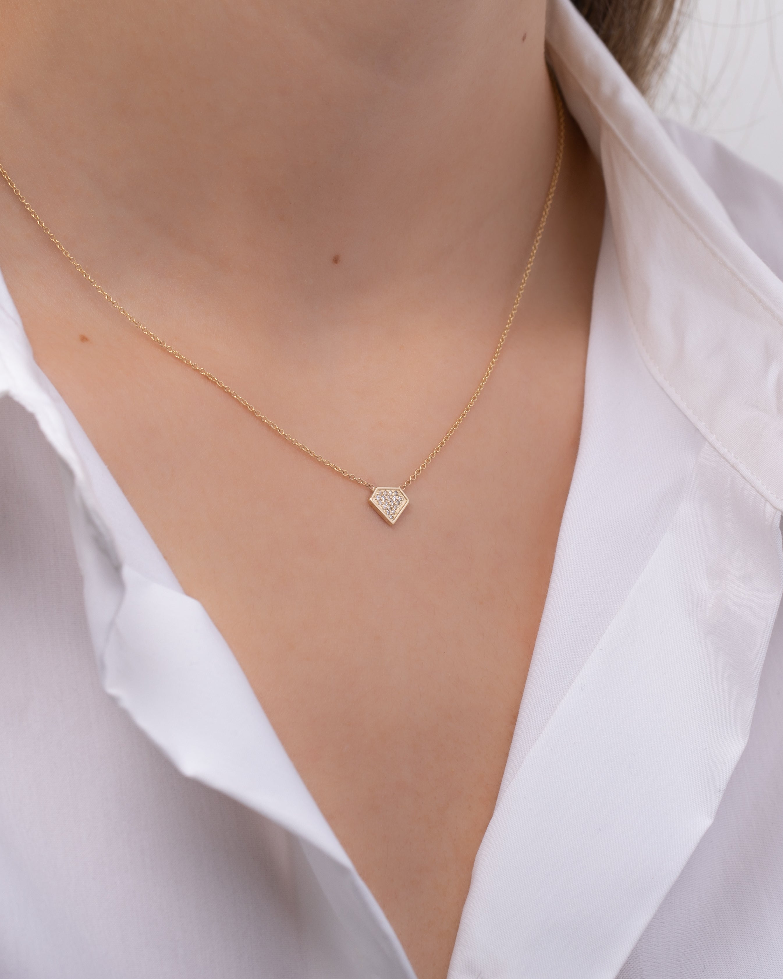 Diamond Shaped Diamond Pave Necklace SAMPLE SALE Zoe Lev Jewelry