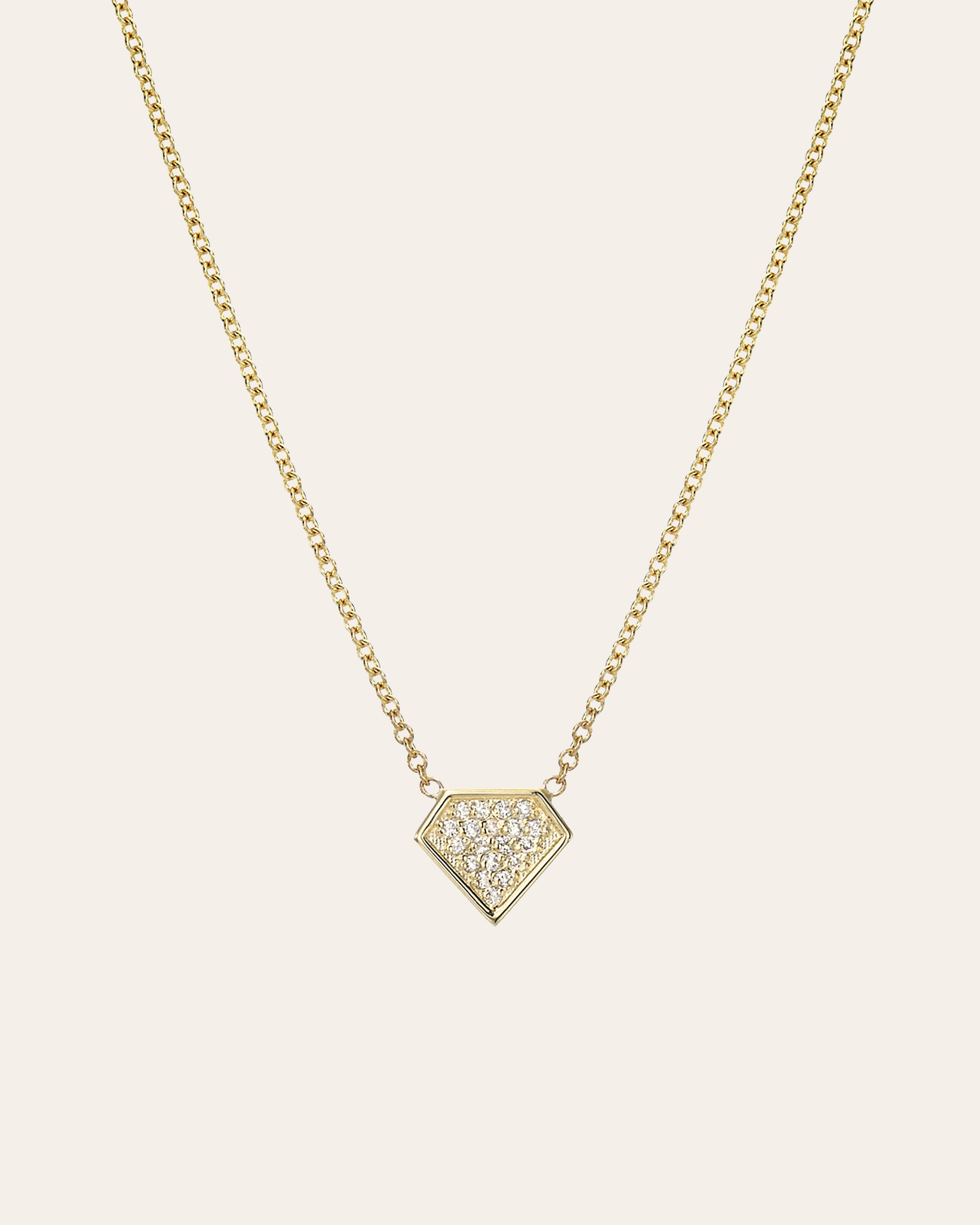 Diamond Shaped Diamond Pave Necklace SAMPLE SALE Zoe Lev Jewelry