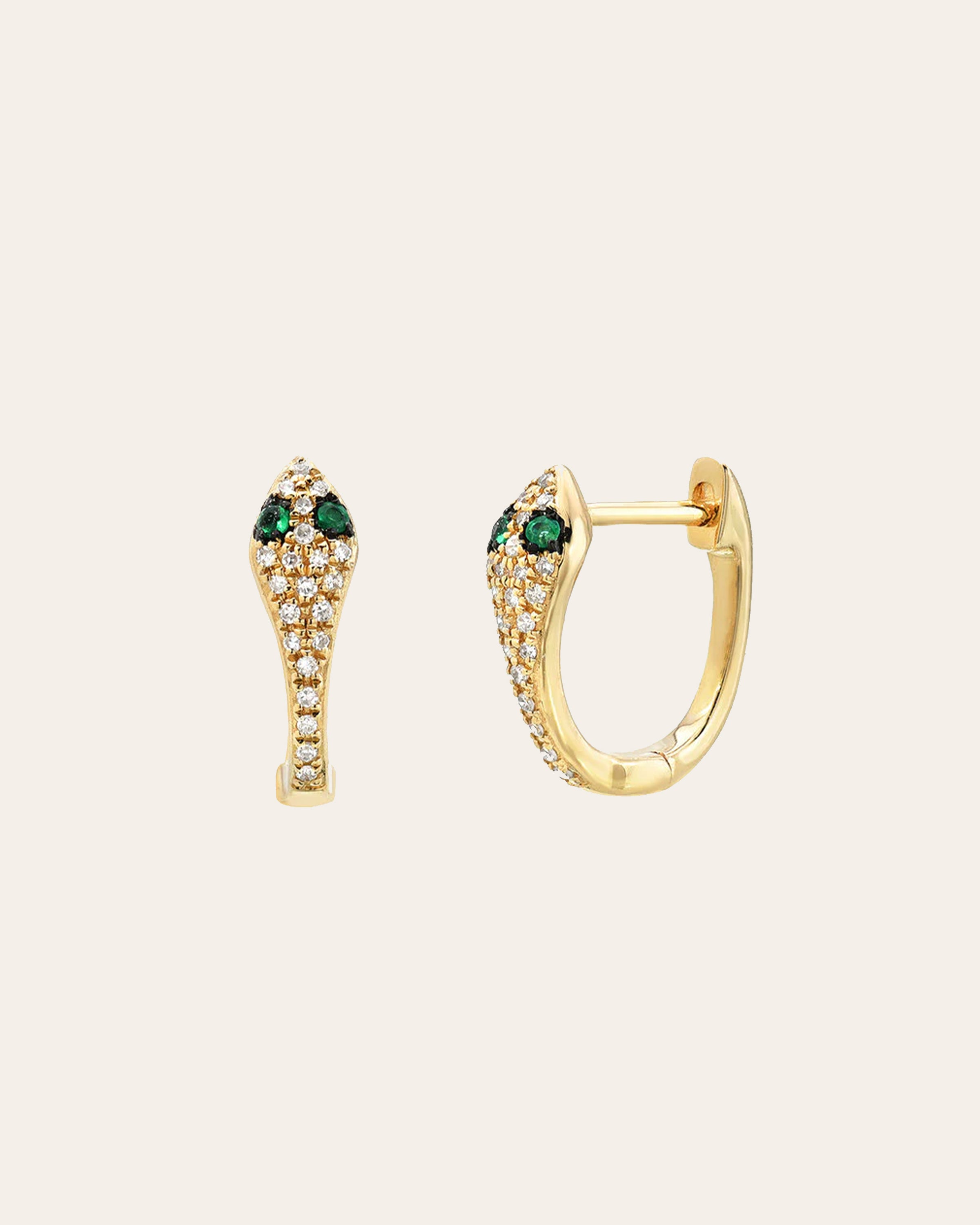 Diamond Snake Huggie - Single SAMPLE SALE Zoe Lev Jewelry