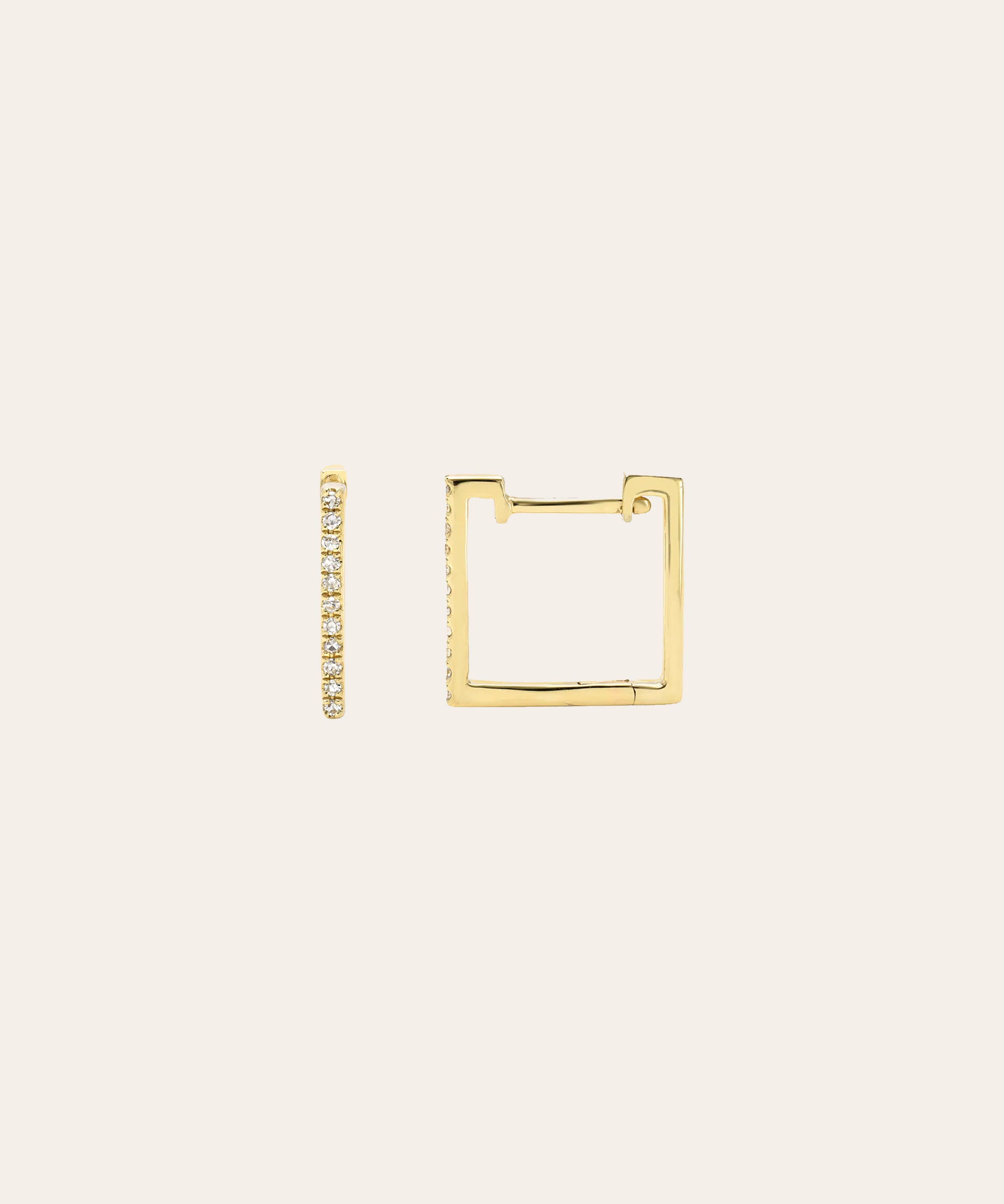 Diamond Square Huggie Earrings SAMPLE SALE Zoe Lev Jewelry