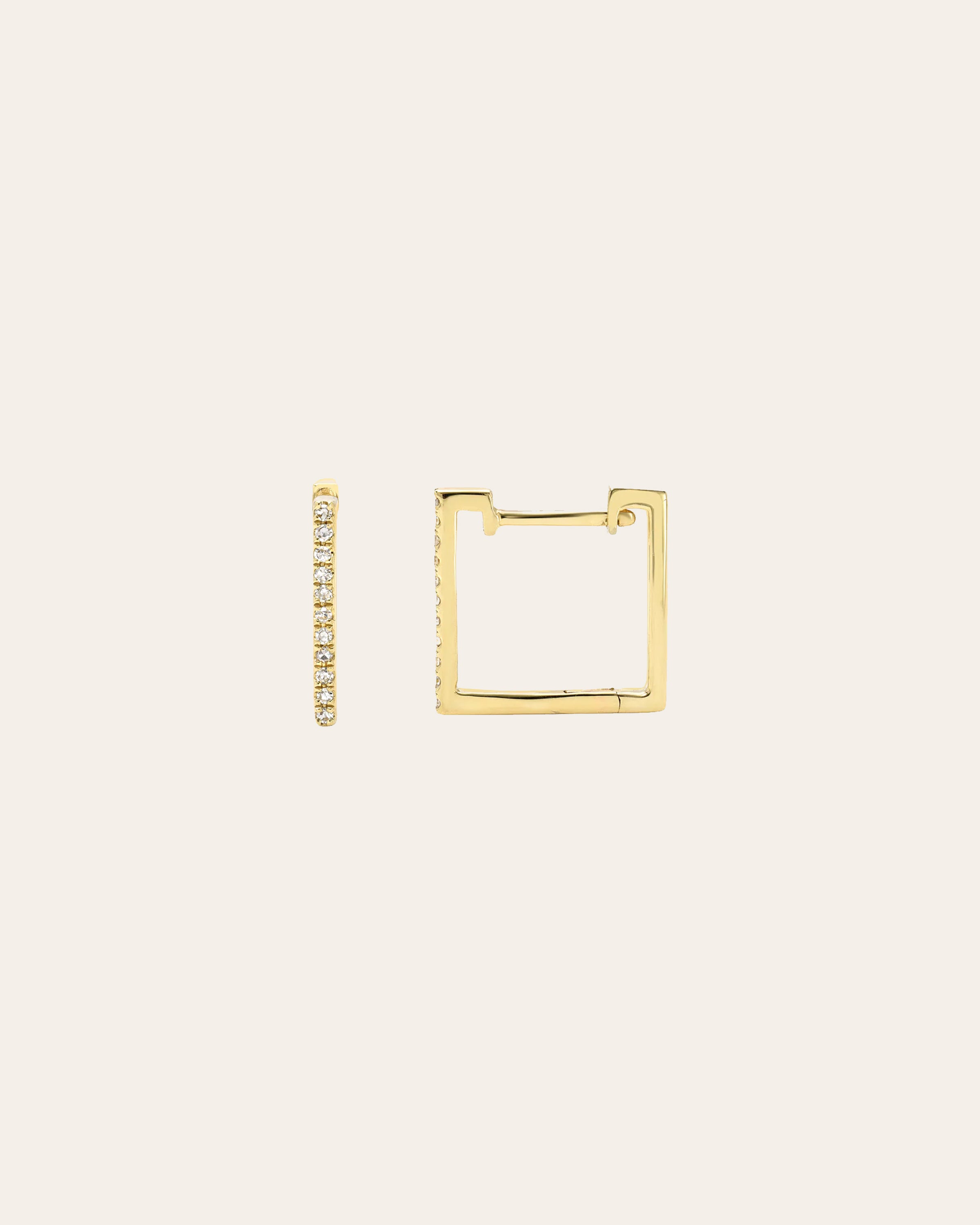 Diamond Square Huggie Earrings SAMPLE SALE Zoe Lev Jewelry
