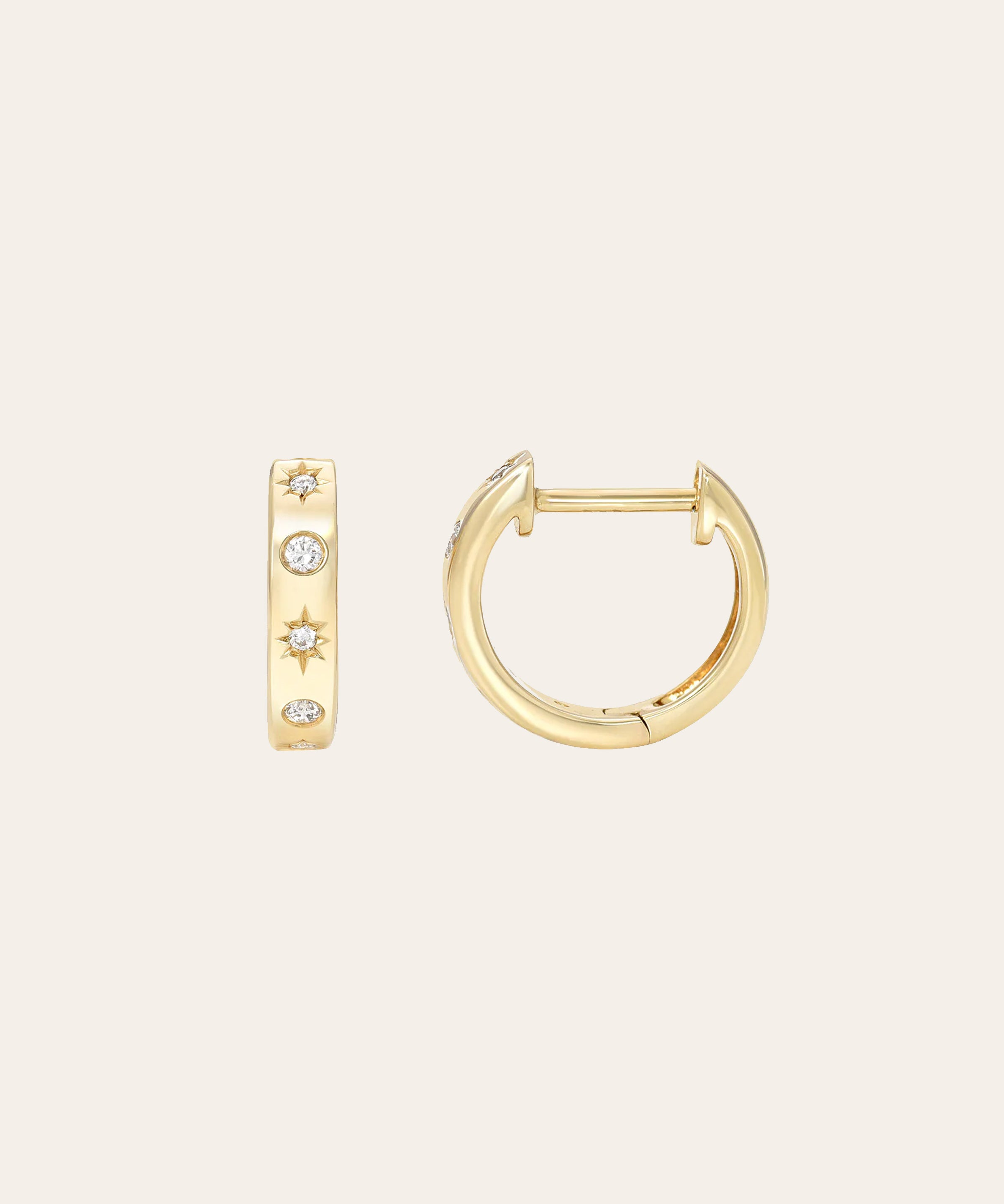 Diamond Starburst Huggie Earrings Hoops & Huggies Zoe Lev Jewelry