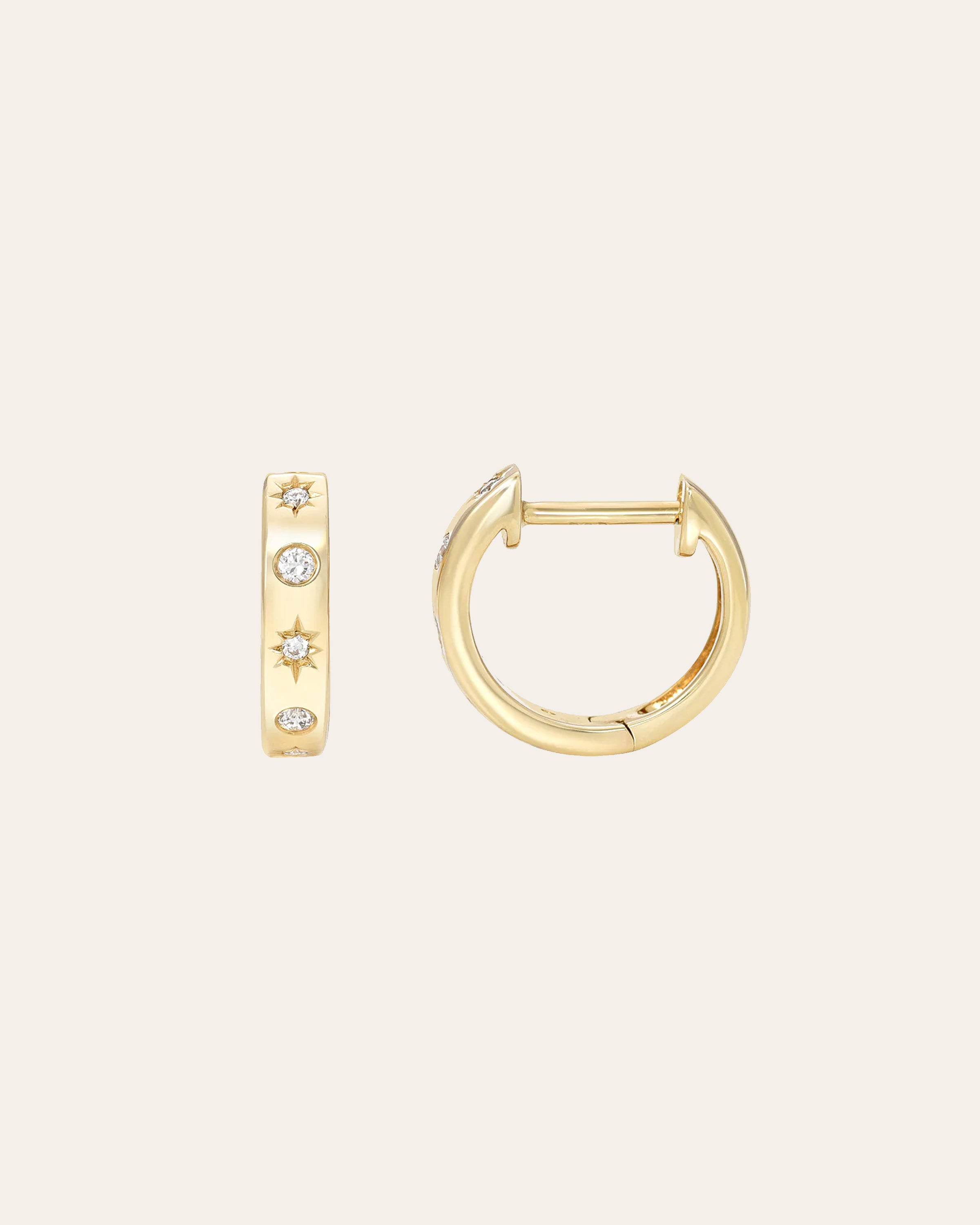 Diamond Starburst Huggie Earrings Hoops & Huggies Zoe Lev Jewelry
