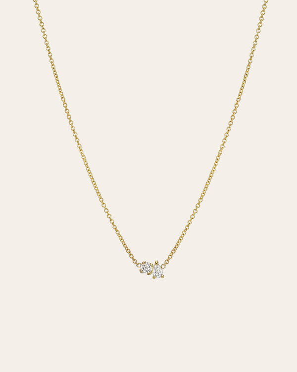 Diamond Toi et Moi Necklace - Zoe Lev Jewelry