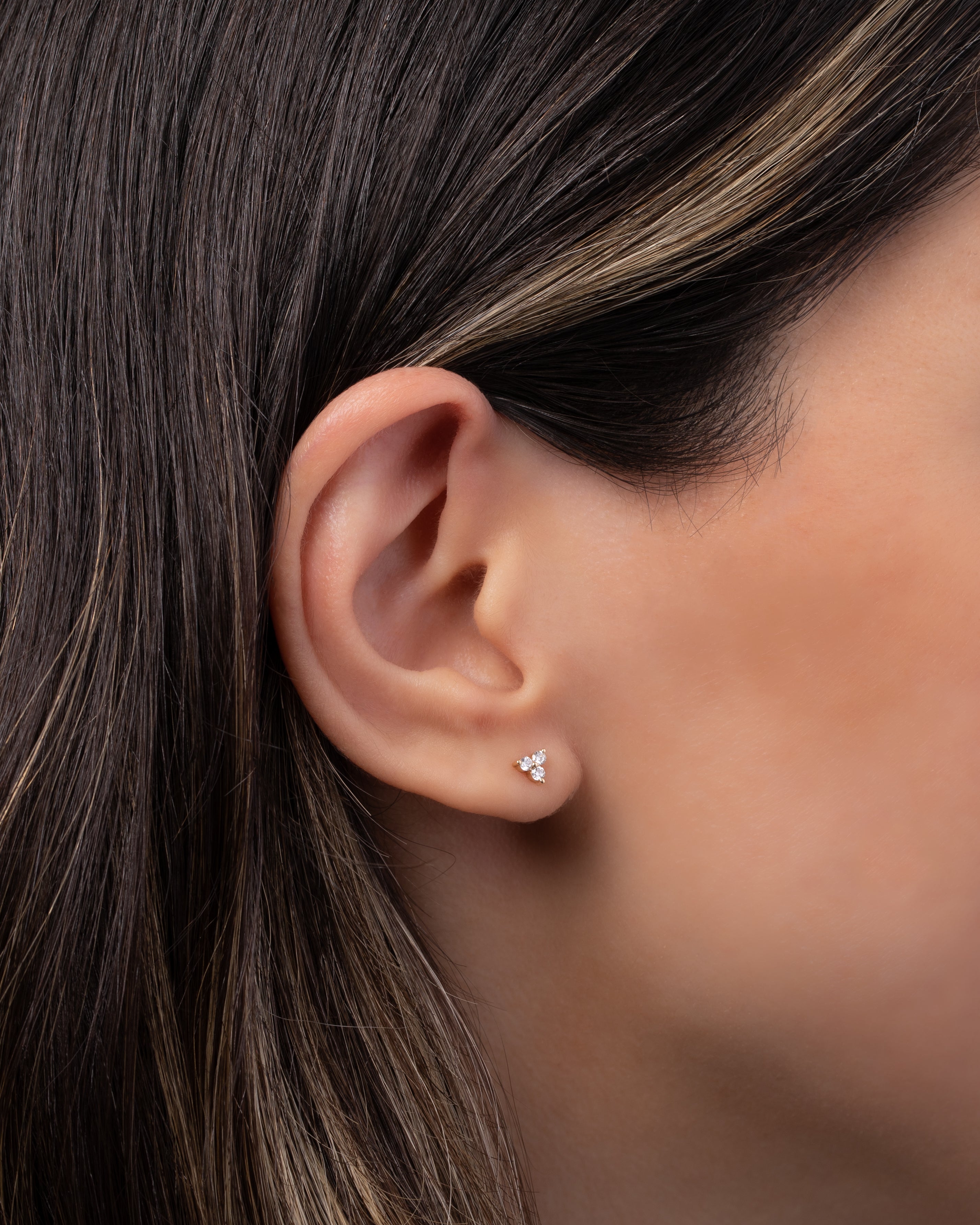 Diamond Trio Stud Earrings Zoe Lev Jewelry