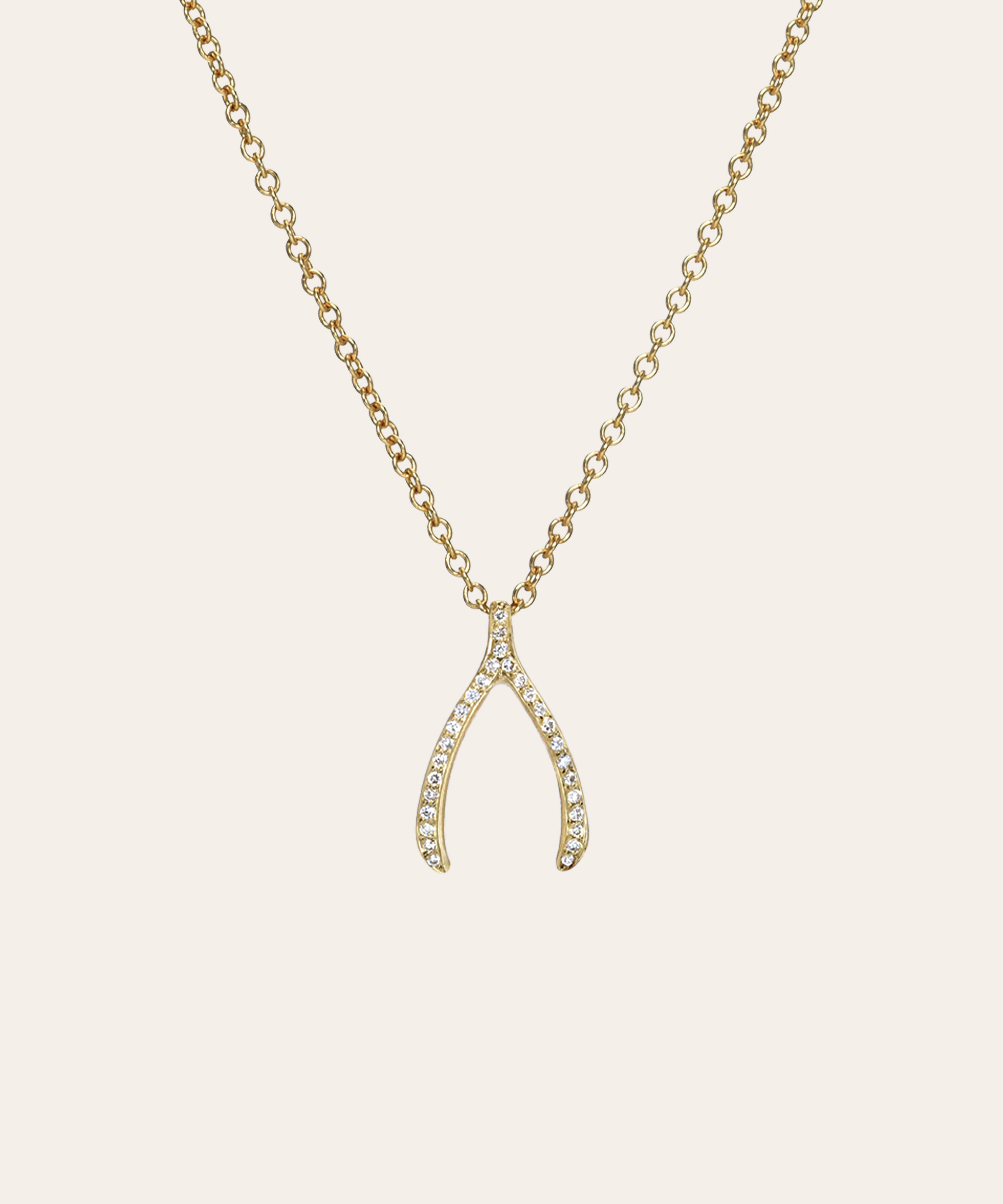 Diamond Wishbone Necklace Zoe Lev Jewelry