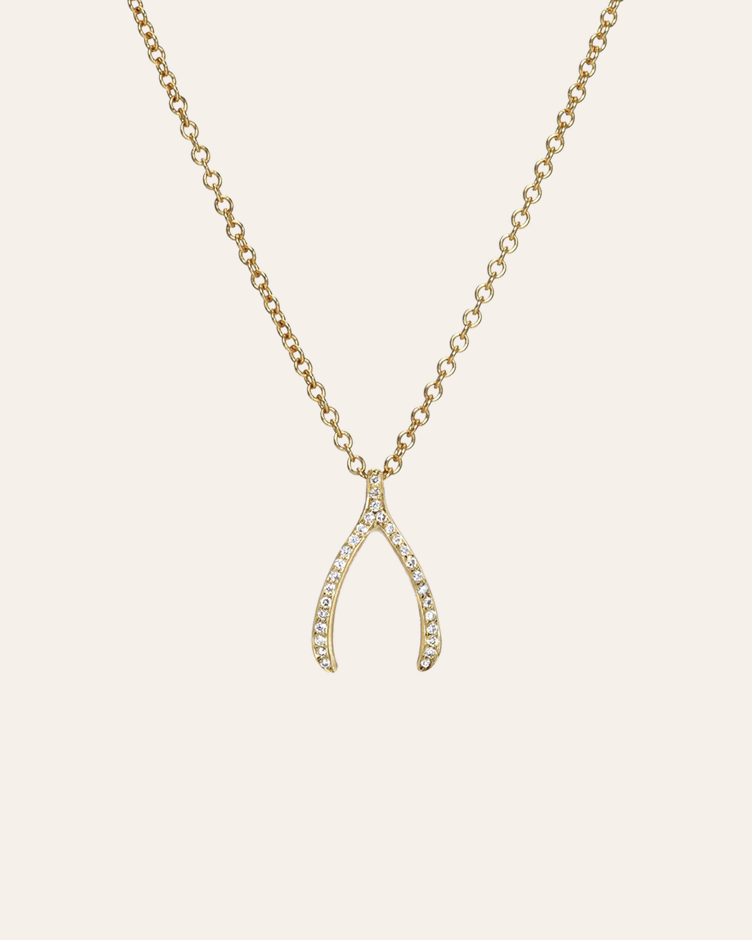Diamond Wishbone Necklace Zoe Lev Jewelry