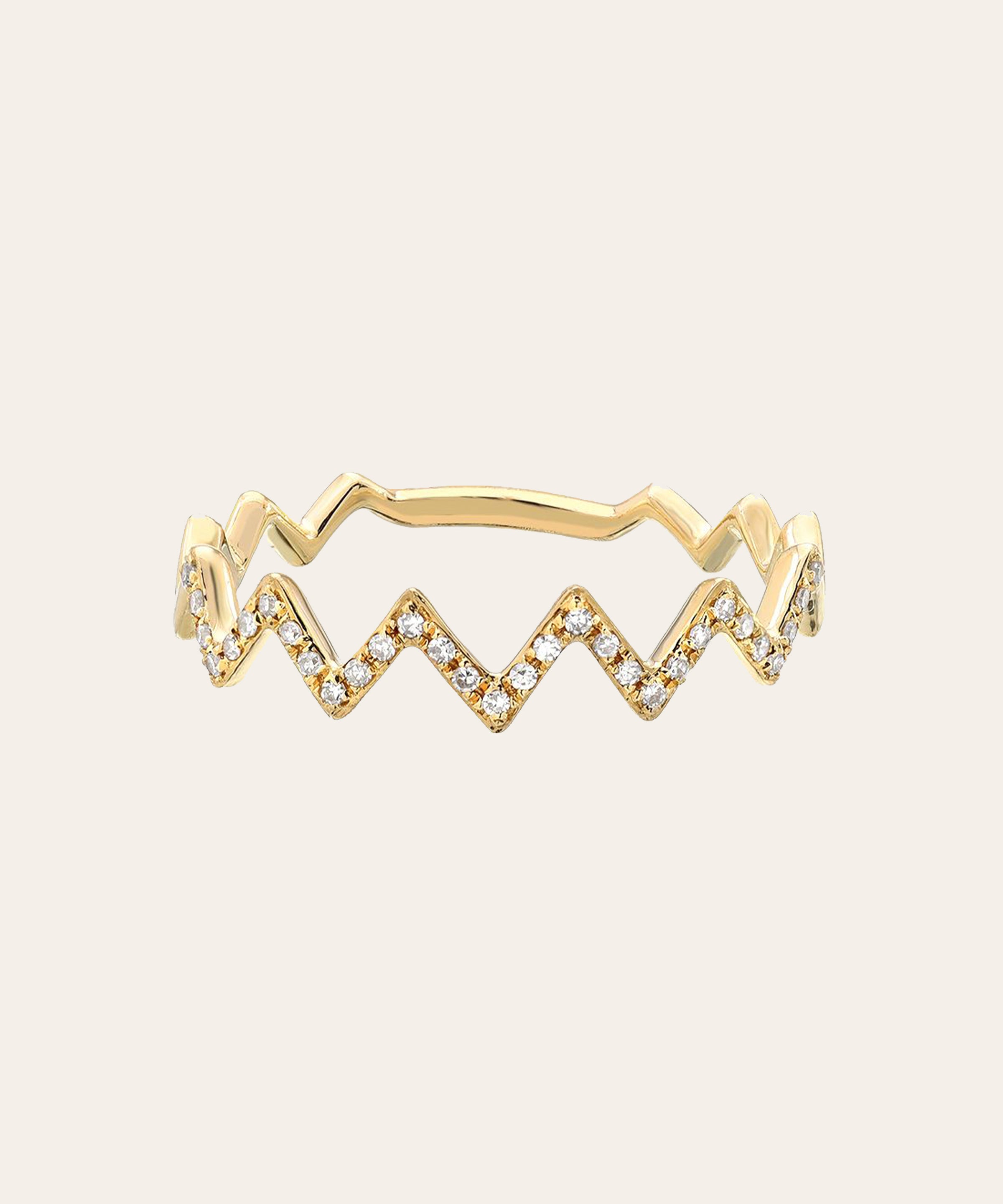 Diamond Zig Zag Ring SAMPLE SALE Zoe Lev Jewelry