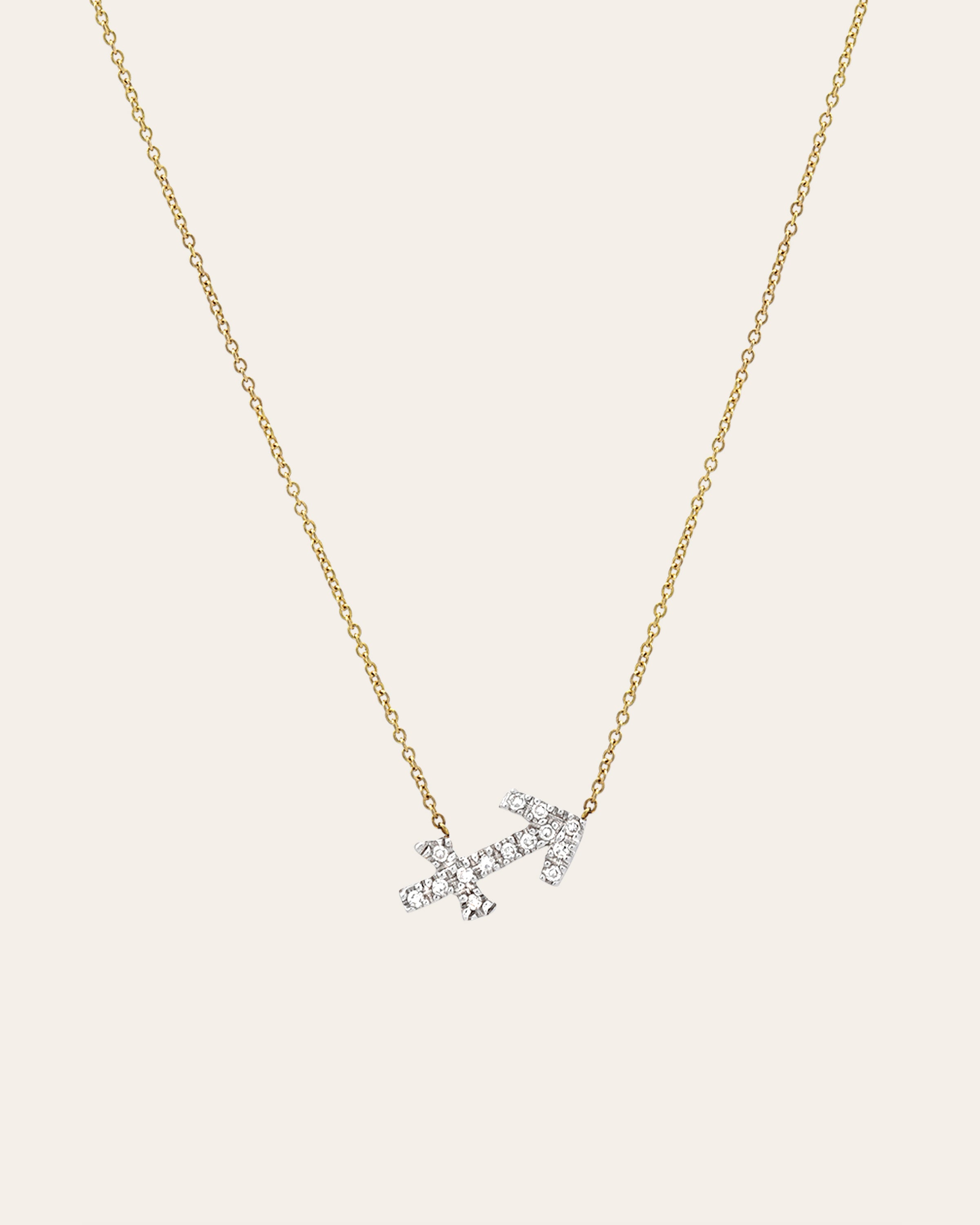 14K Yellow Gold Diamond Zodiac Sign Necklace