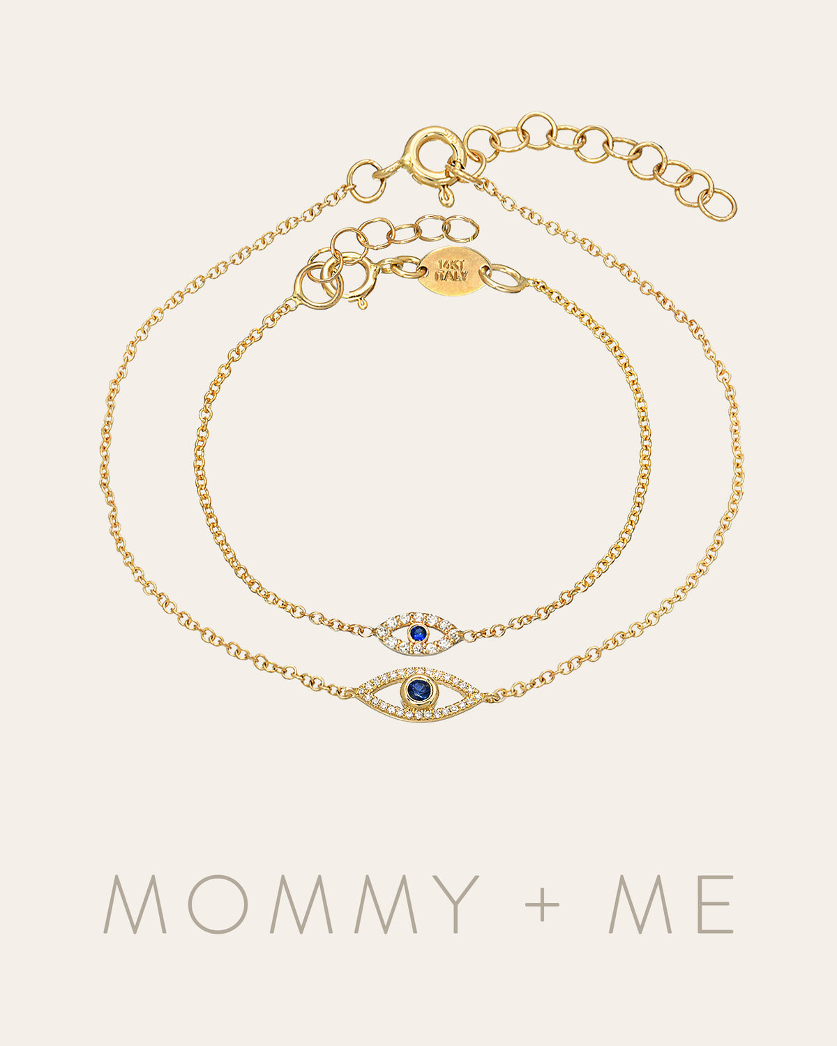 Diamond &amp; Sapphire Evil Eye Bracelets - Mommy + Me