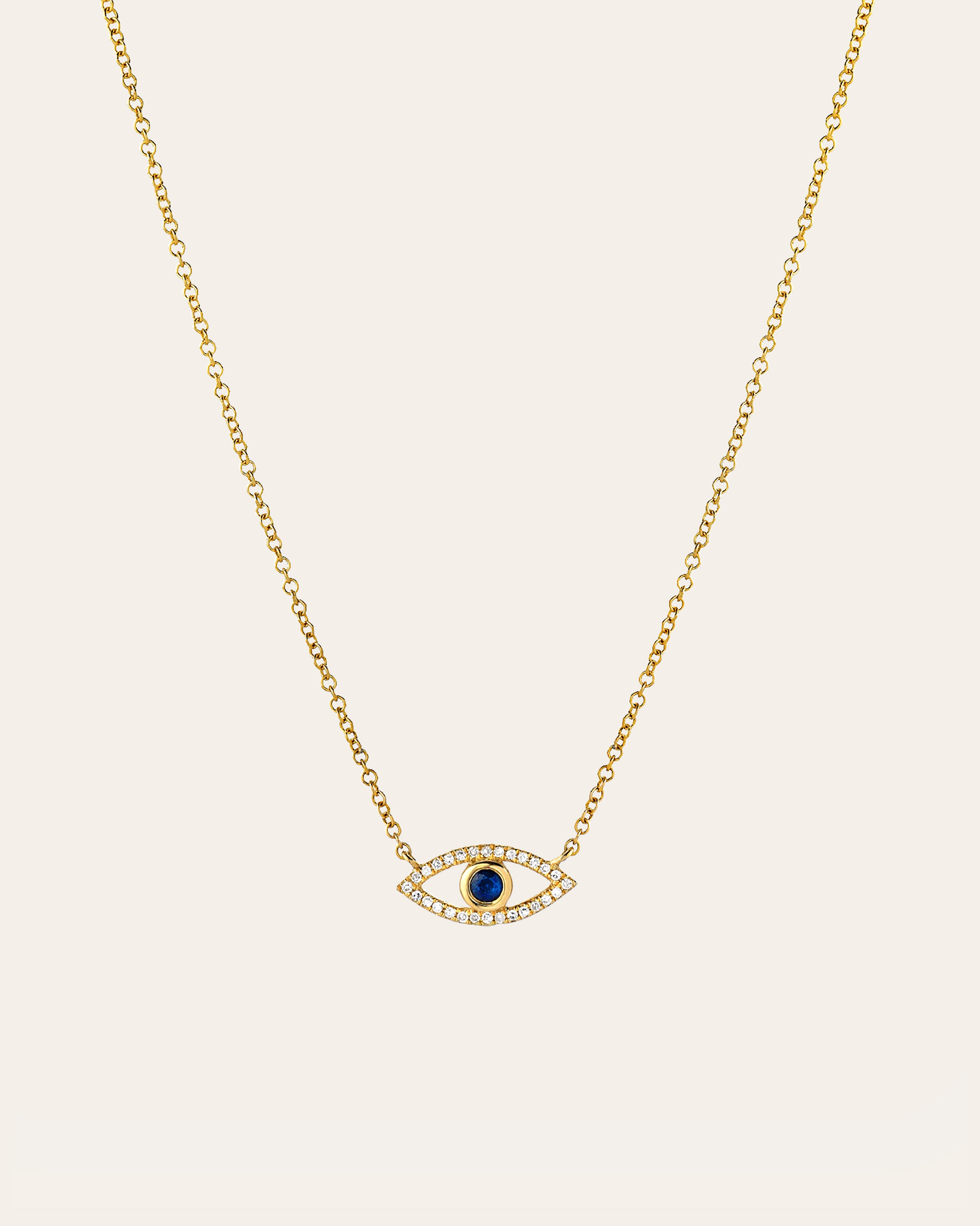 Diamond & Sapphire Evil Eye Necklace Zoe Lev Jewelry