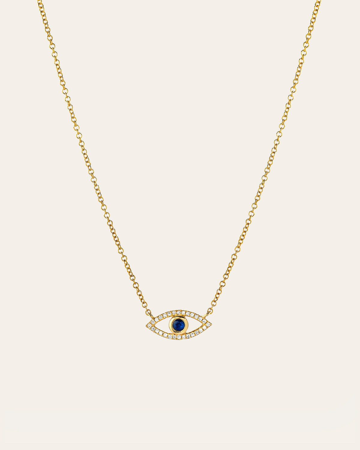 Diamond &amp; Sapphire Evil Eye Necklace