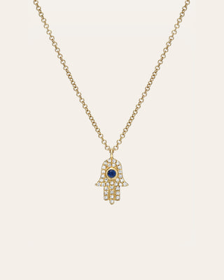 Diamond & Sapphire Hamsa Necklace