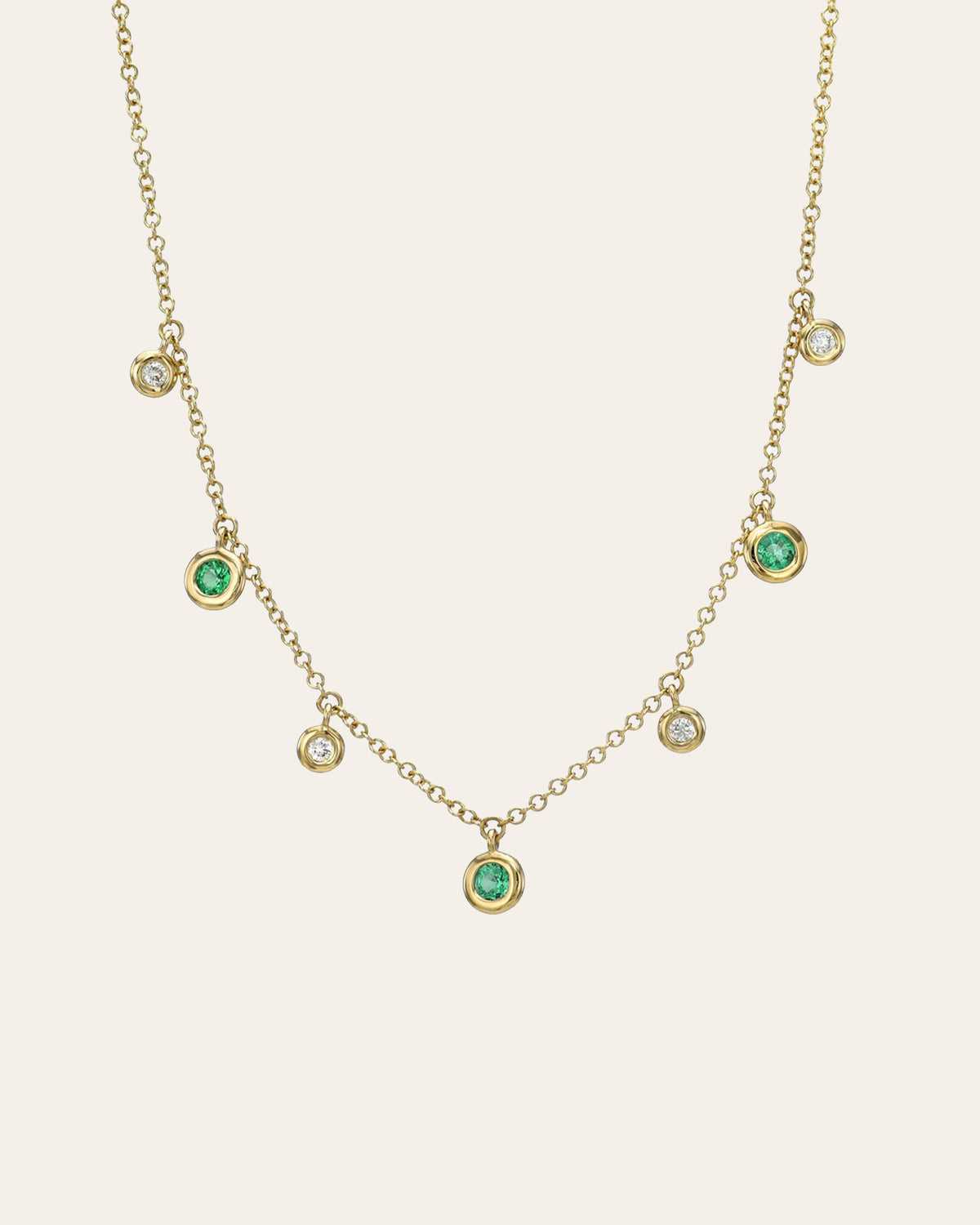 Diamond and Emerald Bezel Shaker Necklace