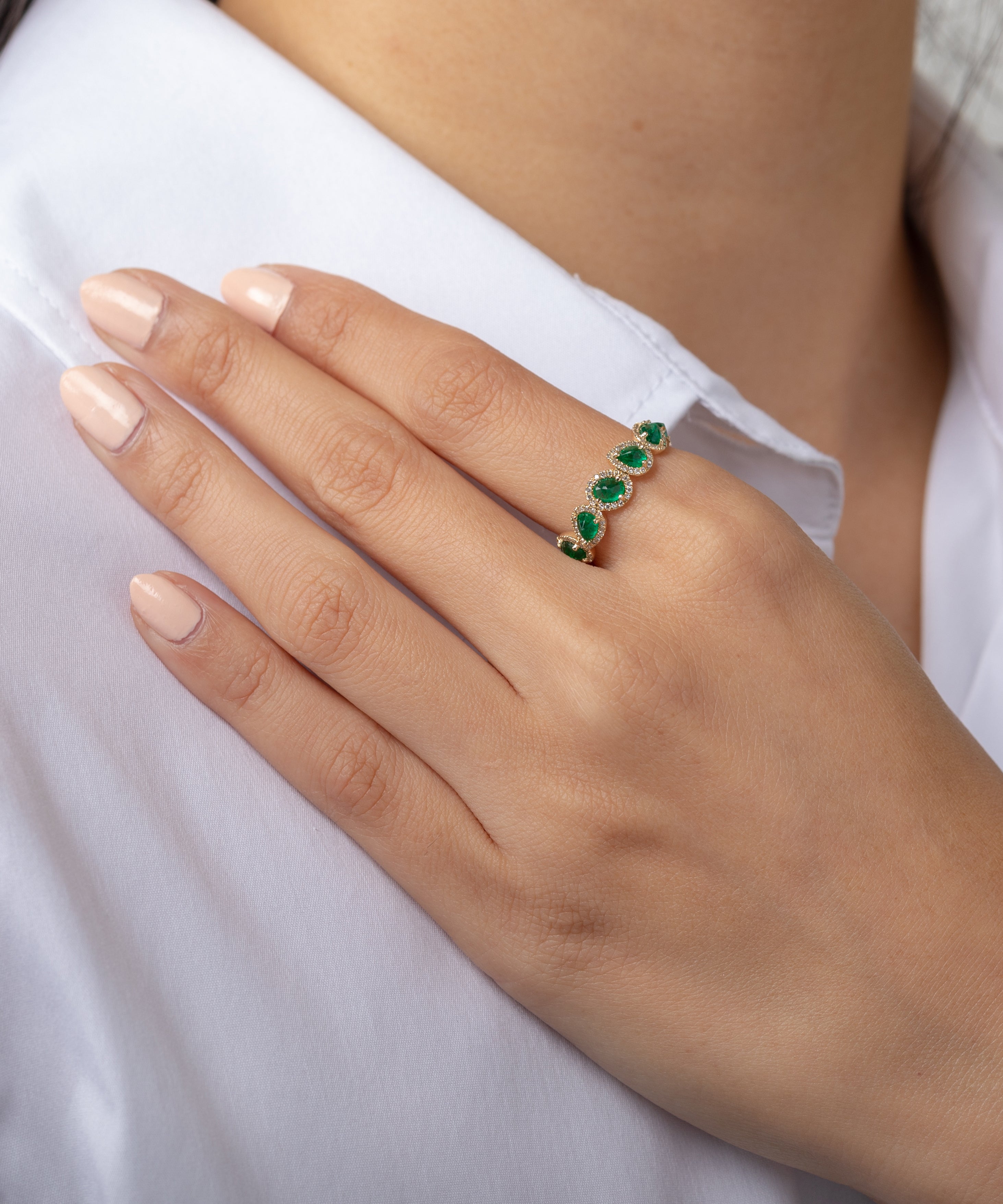 Multiple Emerald and Diamond Band Zoe Lev Jewelry