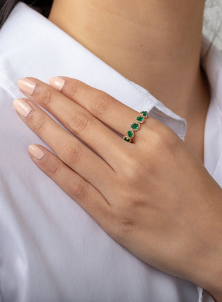 Multiple Emerald and Diamond Band