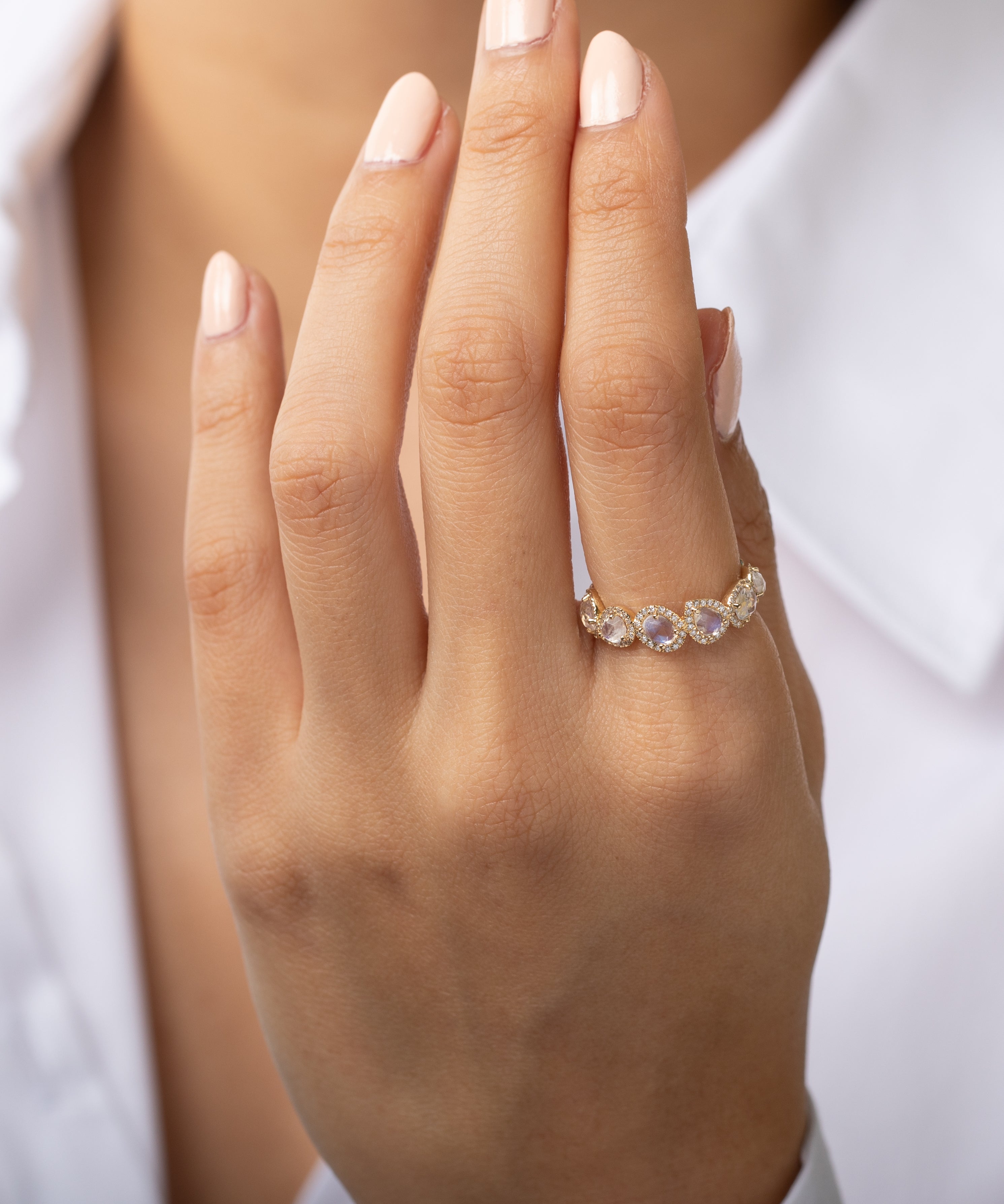 Multiple Moonstone and Diamond Band Zoe Lev Jewelry