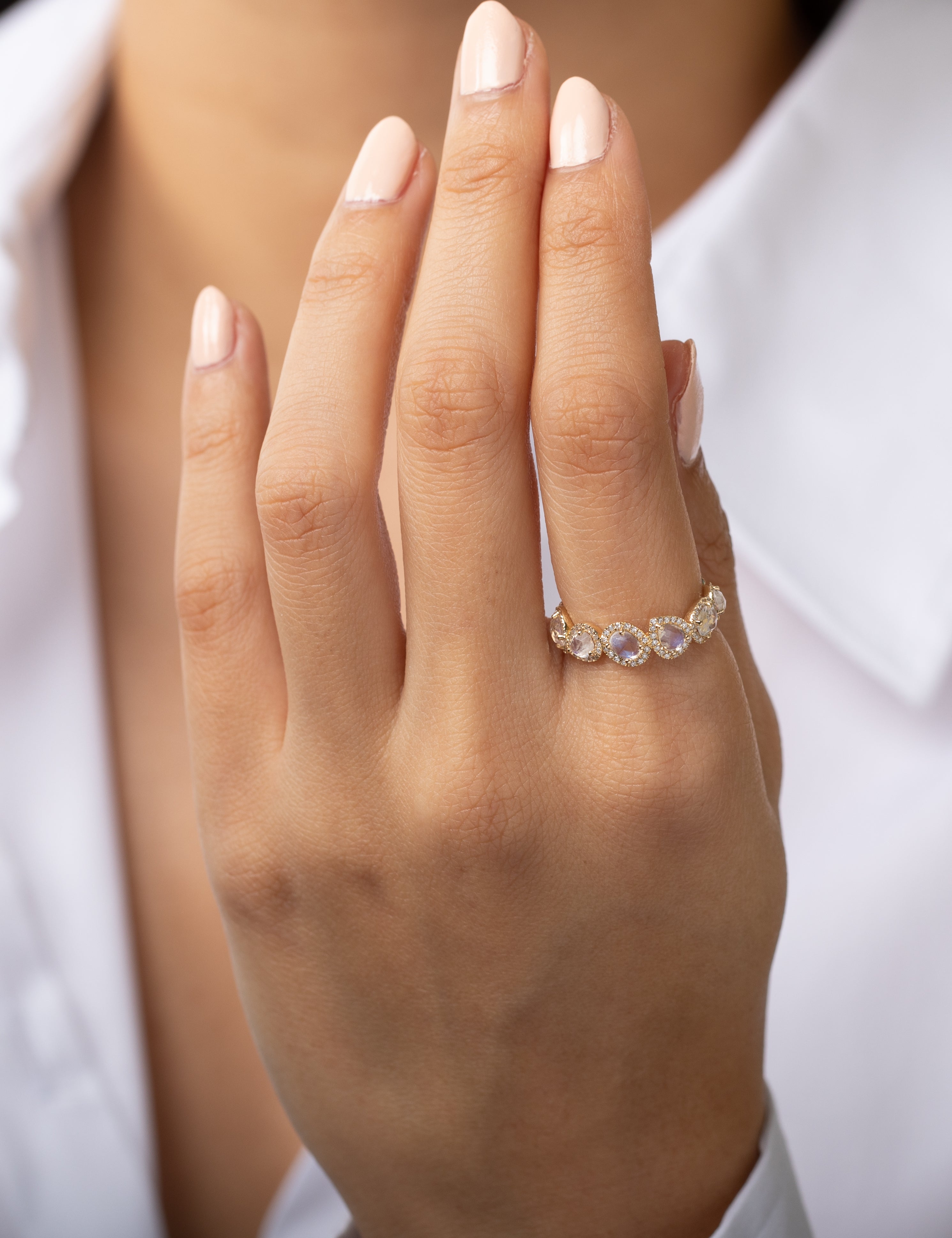 Multiple Moonstone and Diamond Band Zoe Lev Jewelry