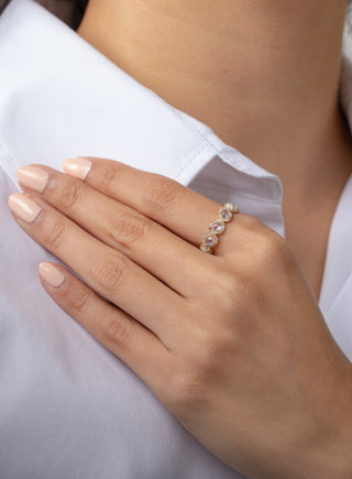 Multiple Moonstone and Diamond Band